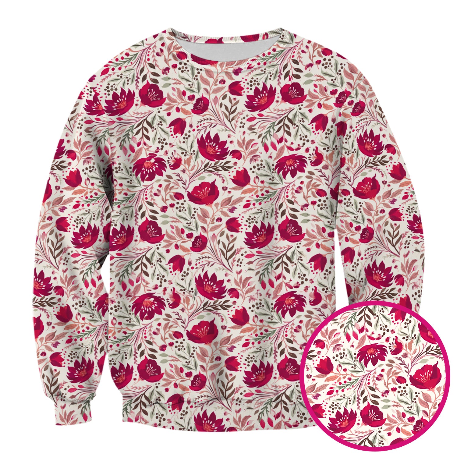 Elegant Floral Botanical Pattern Scrub Top, Breathable Fabrics Nursing Uniform