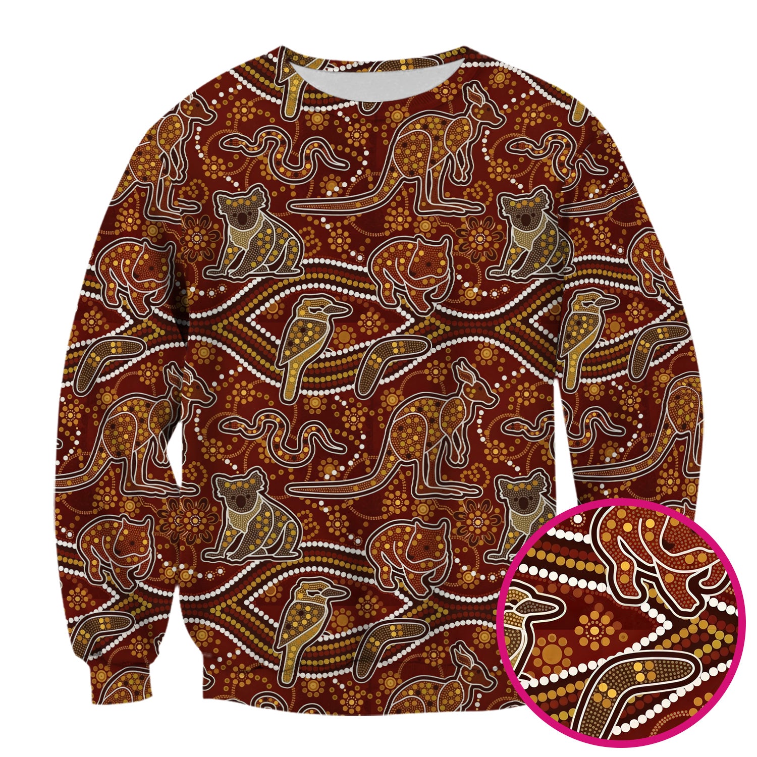 Australian Kangaroo Koala Aboriginal Art Pattern Scrubs Top, Comfortable Scrubs for Nurses