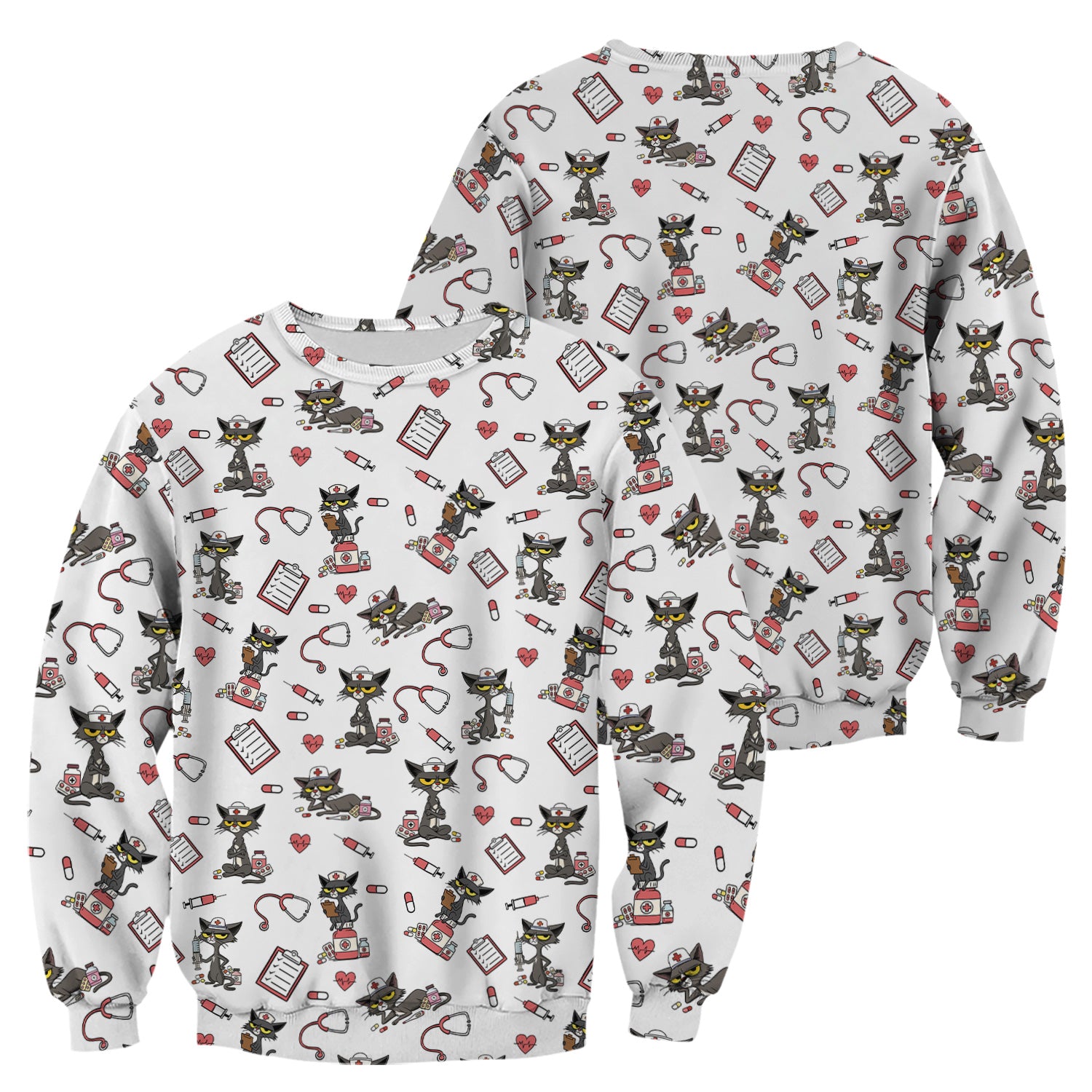 Personalized Funny Nurse Cat Scrub Top for Women - Cute Medical Uniform for RN CNA Vet Tech - Gift for Medical Staff, Healthcare Worker