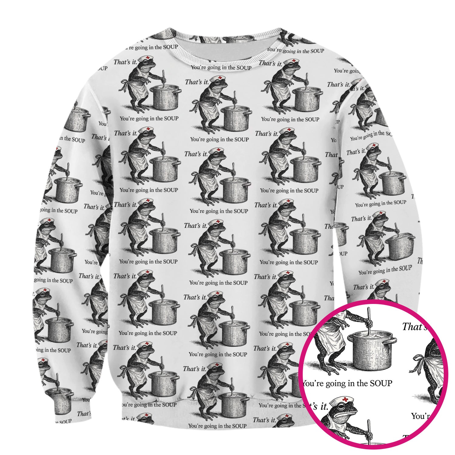 Funny Nurse Frog Cooking Soup Vintage Pattern Scrub Top, Comfortable Scrubs for Nurses