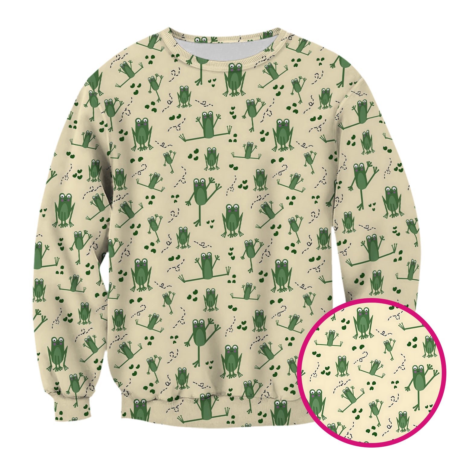 Frog Jumping Footprint Trail Pattern Scrub Top, Breathable Fabrics Nursing Uniform