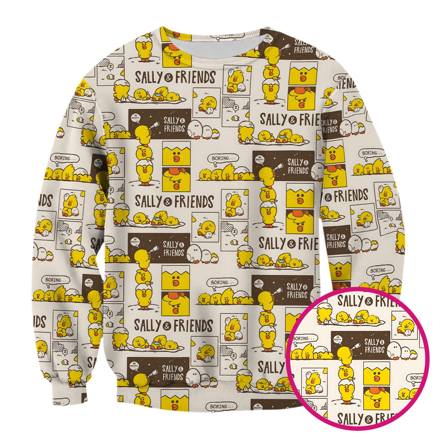 Cute Cartoon Chick Comic Pattern Scrub Top, Comfortable Scrubs for Nurses