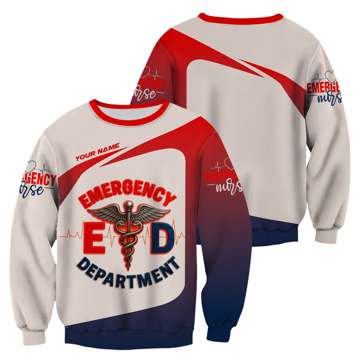 Custom Emergency Nurse Scrub Top - E.D. Department RN Uniform Shirt - Personalized EMT Paramedic Medical Gift