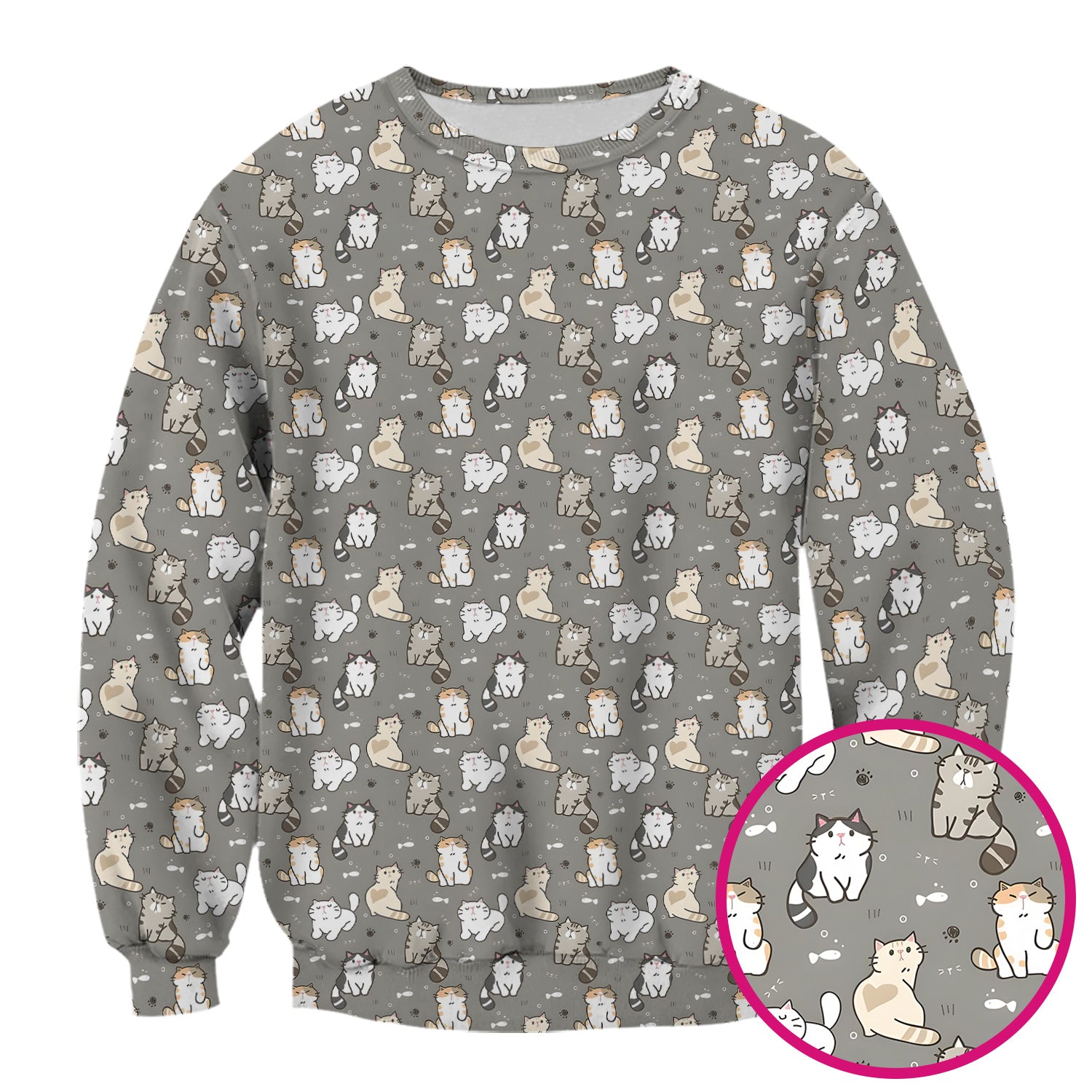 Pastel Cat Scrub Top, Cute Cat Pattern Nurse Shirt, Breathable Fabrics Nursing Uniform