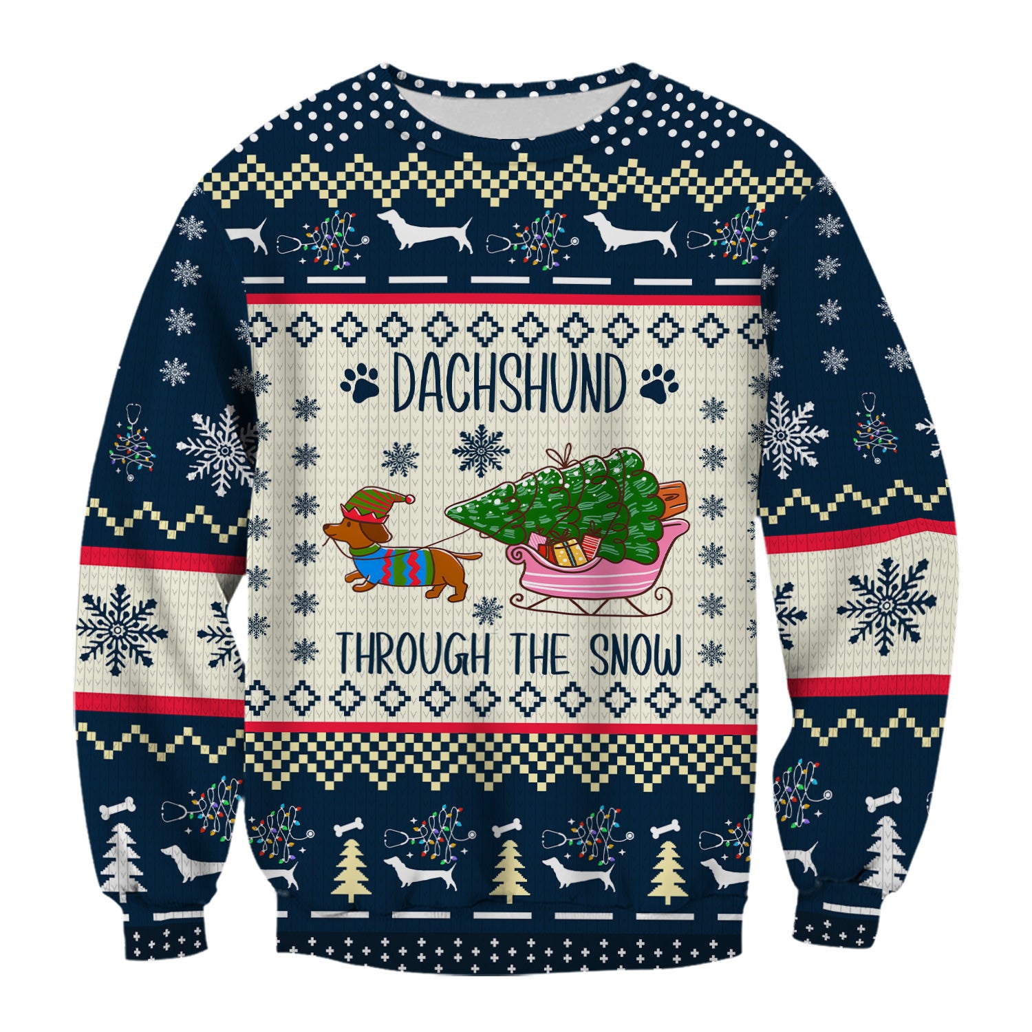 Christmas Dachshund Scrub Top, Cute Wiener Dog Holiday Medical Uniform, Funny “Dachshund Through The Snow” Scrubs For Nurse Or Dog Lover