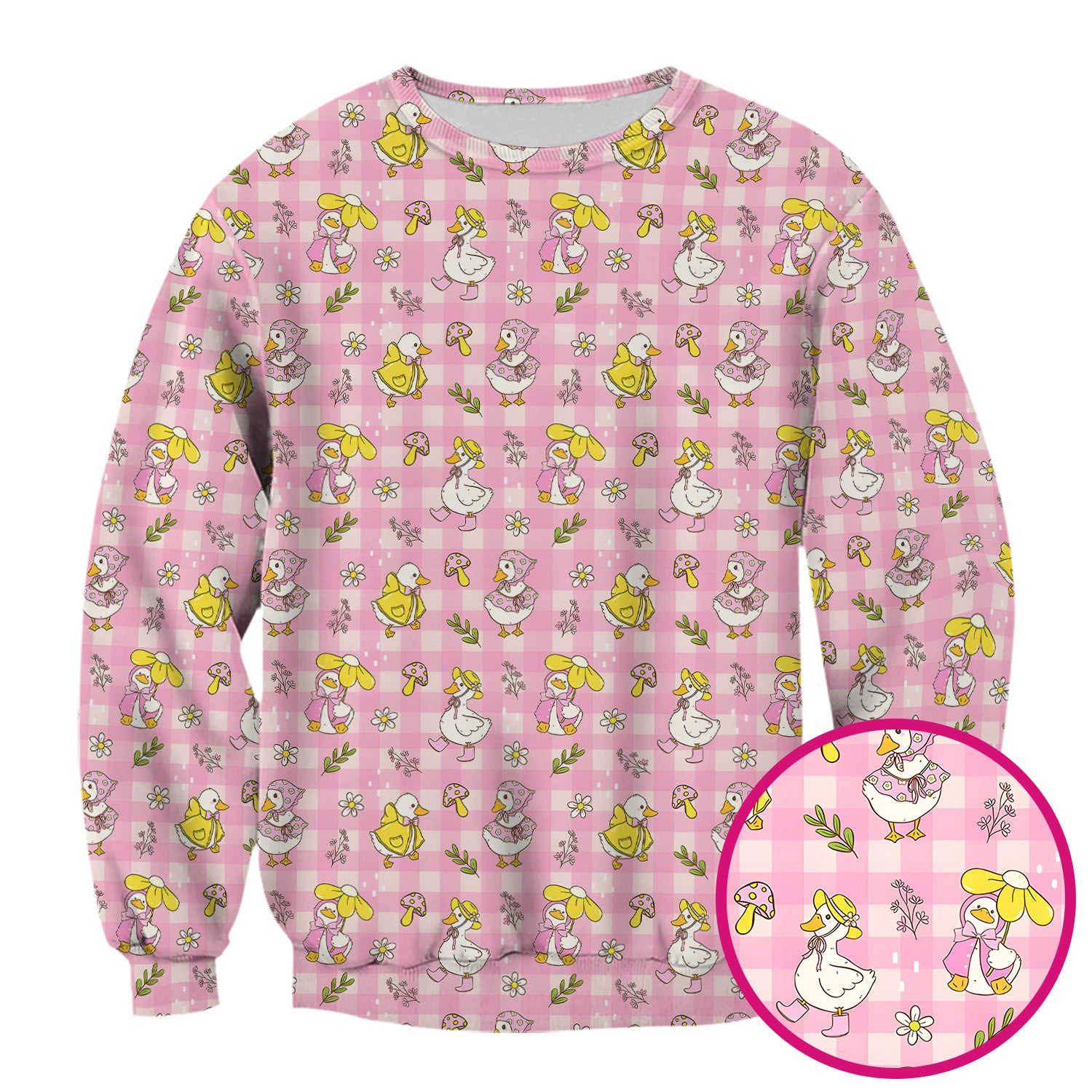 Spring Duckling Gingham Pattern Scrub Top, Comfortable Scrubs for Nurses