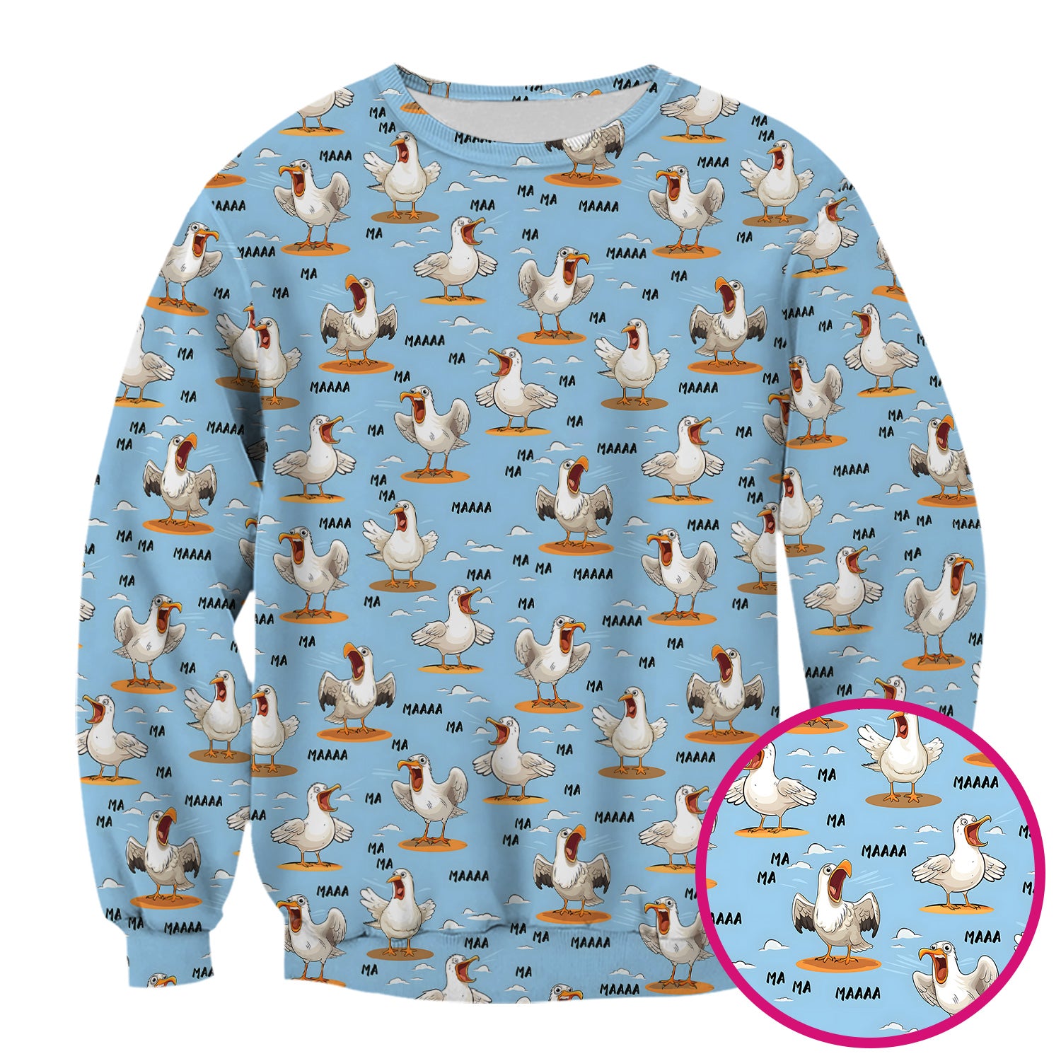 Funny Screaming Seagull Sky Pattern Scrub Top, Comfortable Scrubs for Nurses