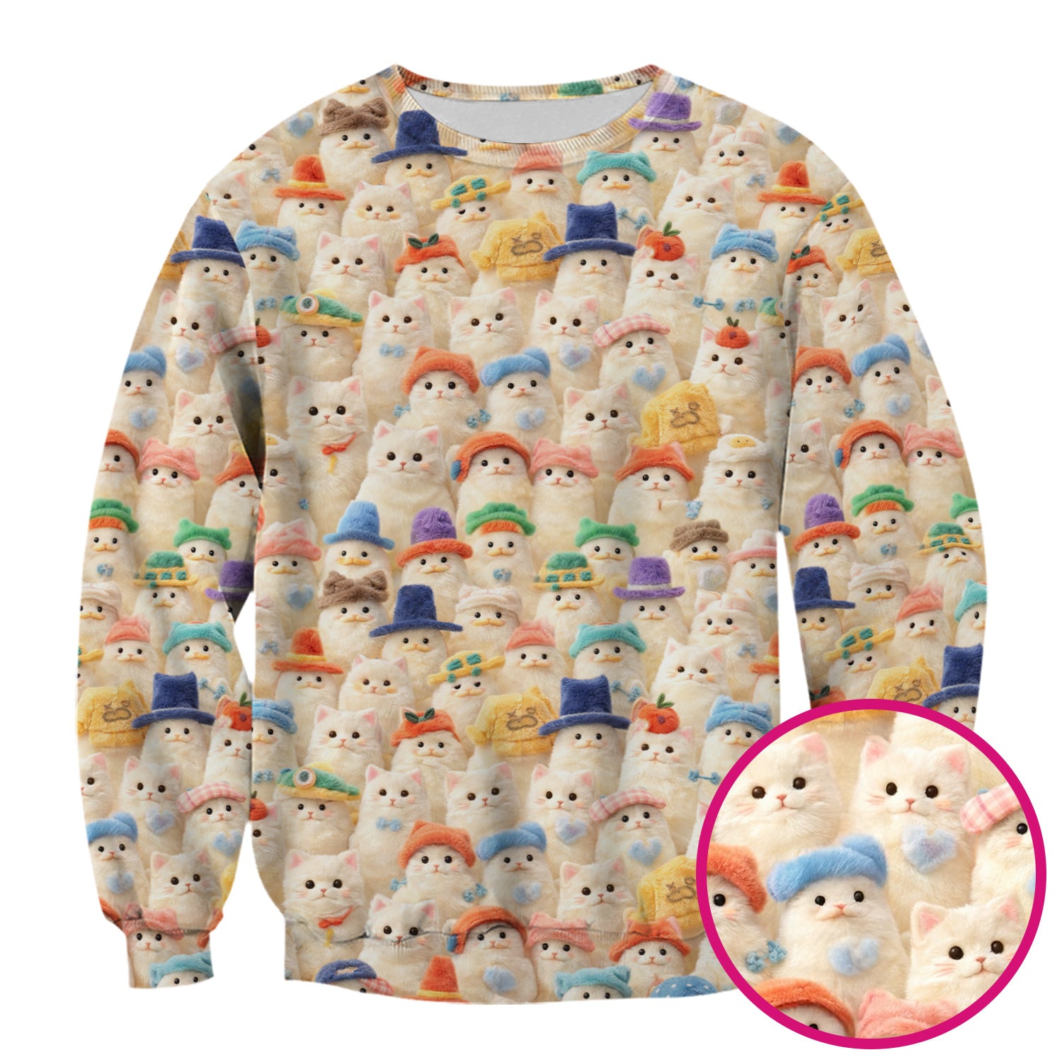 Adorable Cats Wearing Colorful Hats Pattern Scrubs Top, Comfortable Scrubs for Nurses