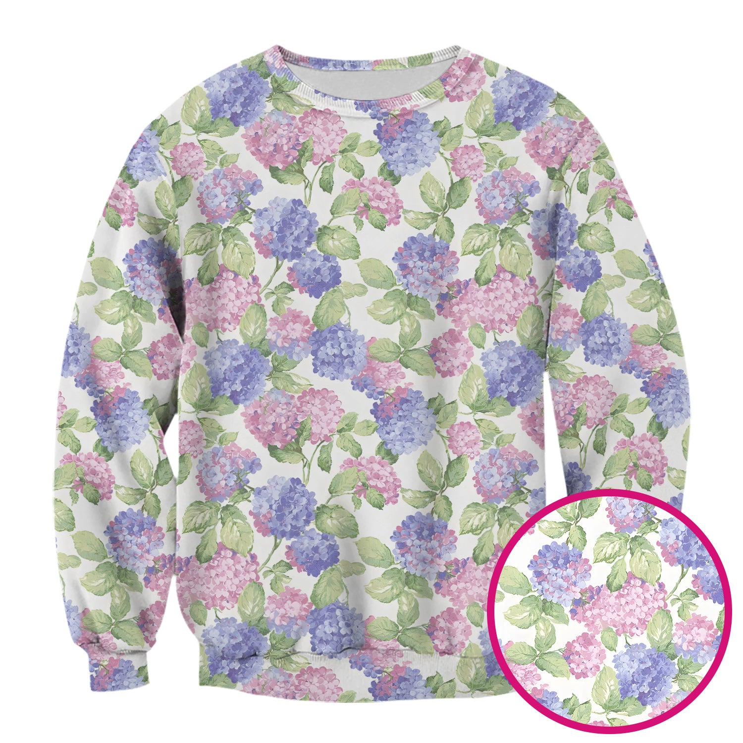 Soft Pastel Watercolor Hydrangea Floral Pattern Scrub Top, Comfortable Scrubs for Nurses
