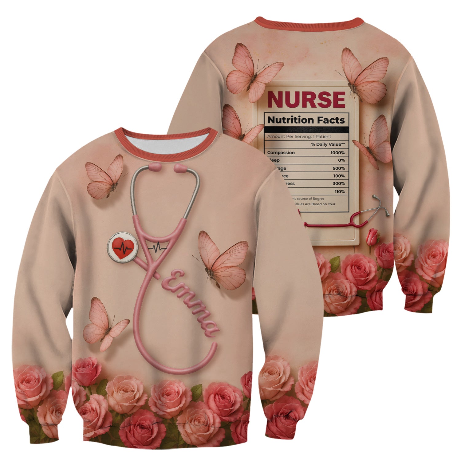 Nurse Nutrition Facts Shirt - Custom Graphic Tee for RN, LPN, Nurse Practitioners - Nursing Gifts For Her