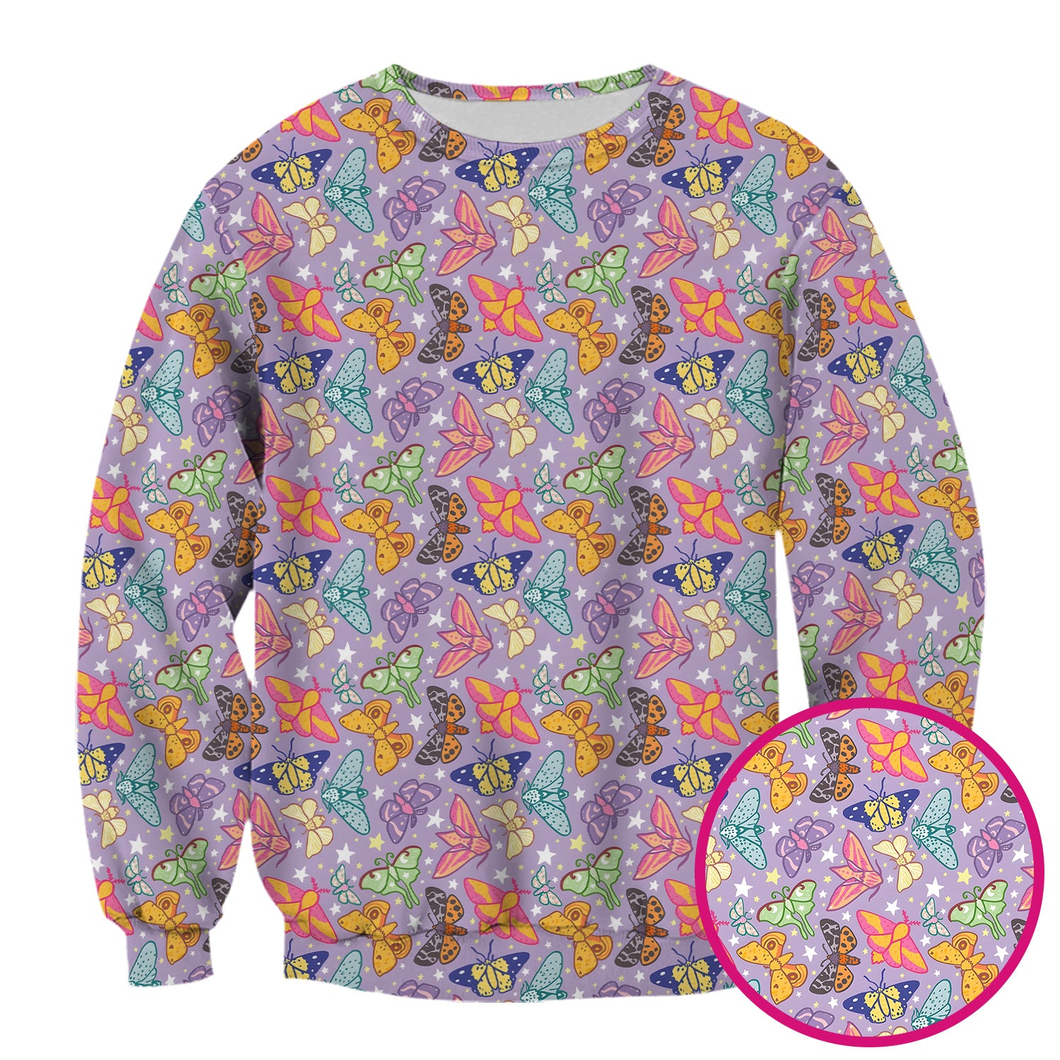 Colorful Butterfly Moth Pattern Scrub Top, Comfortable Scrubs for Nurses