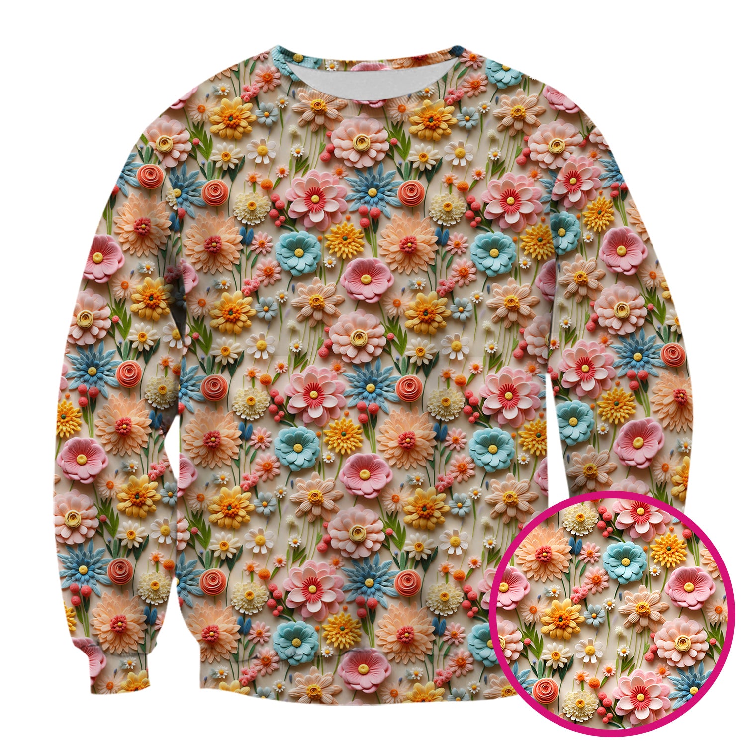 Colorful Blooming Wildflower Pattern Scrub Top, Comfortable Scrubs for Nurses