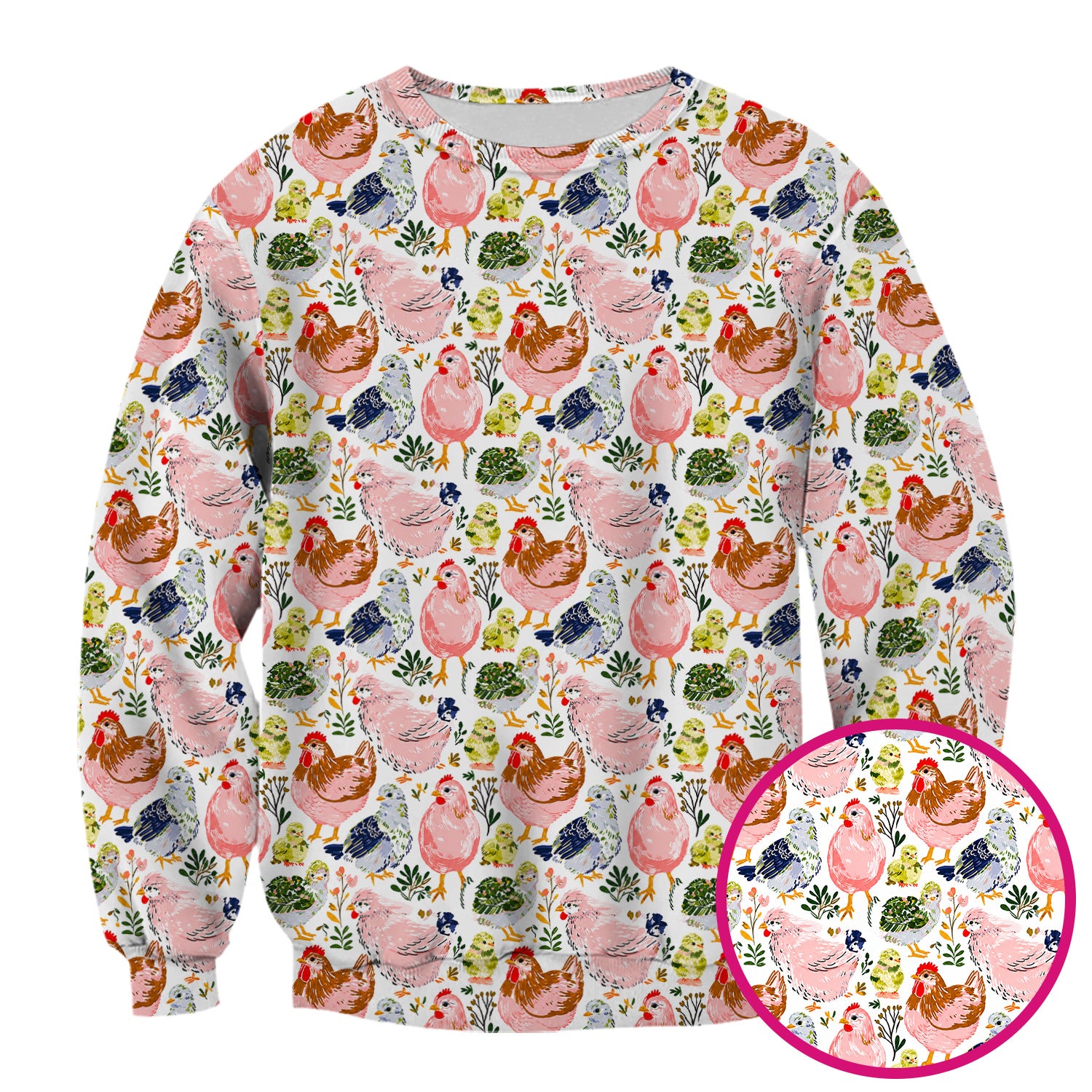 Cute Farm Chicken Hen Chick Pattern Scrub Top, Comfortable Scrubs for Nurses