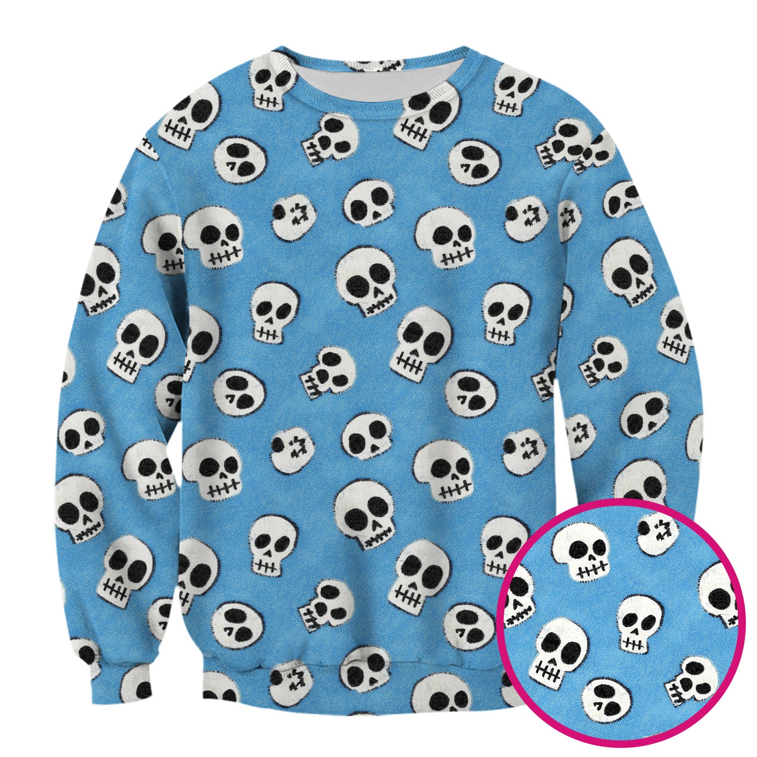 Blue Skull Halloween Pattern Scrub Top, Comfortable Scrubs for Nurses