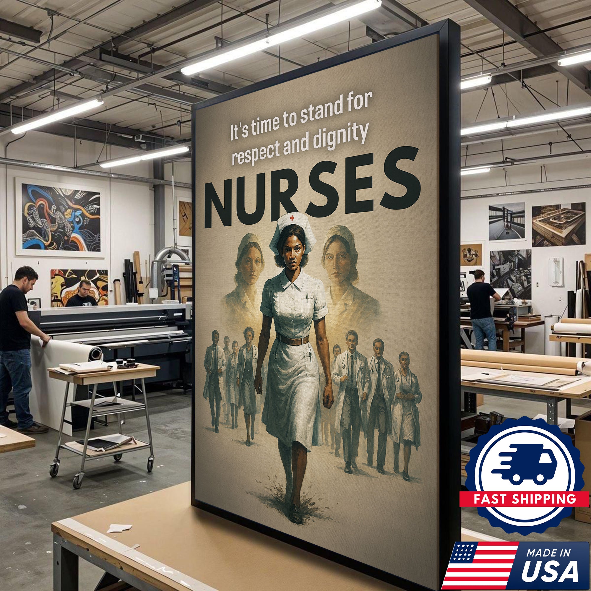 Nurses Respect & Dignity Apparel Canvas, Empowering Nurse Wall Decor, Healthcare Worker Appreciation Gift