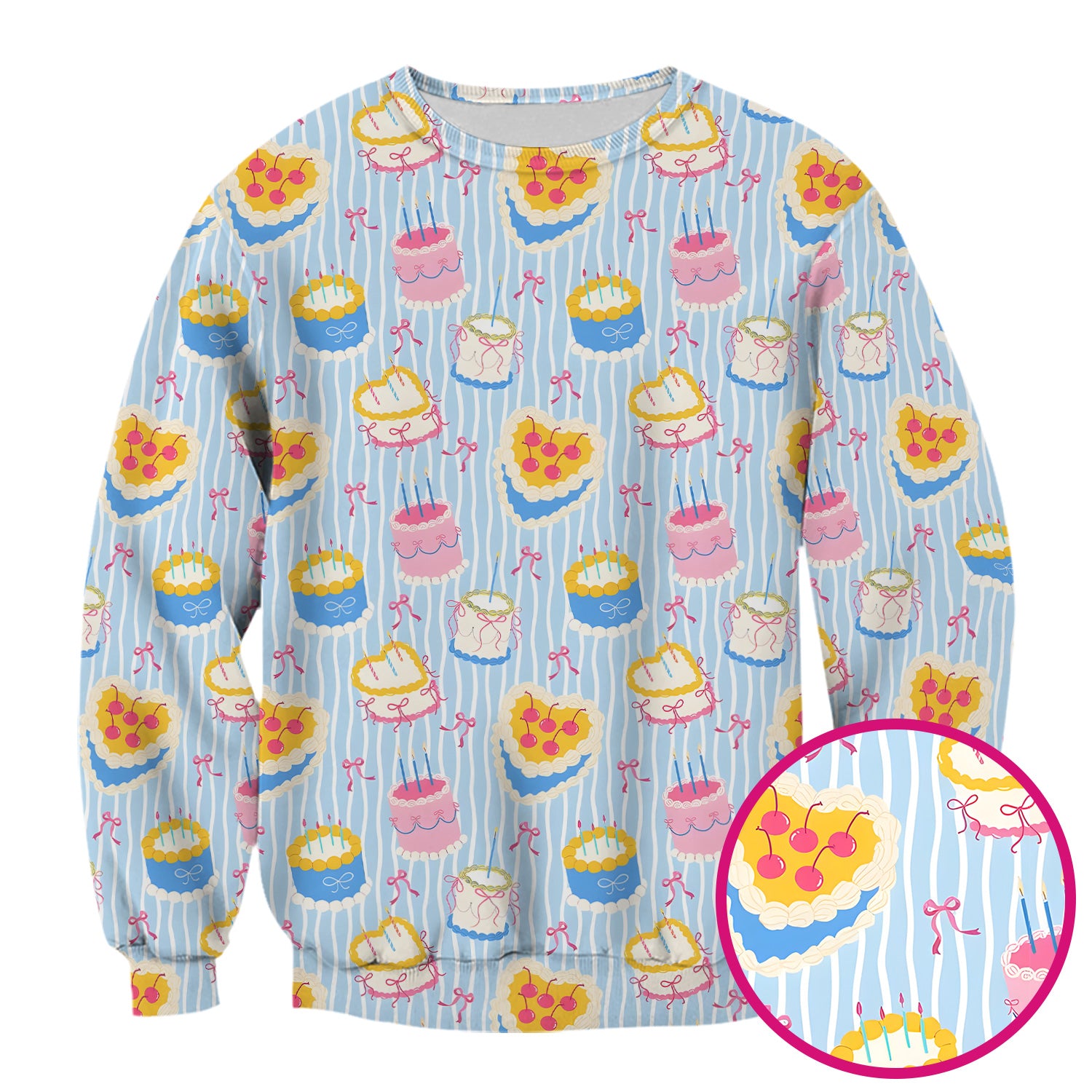 Coquette Cake Bow Stripe Pattern Scrub Top, Nursing Uniform for Women