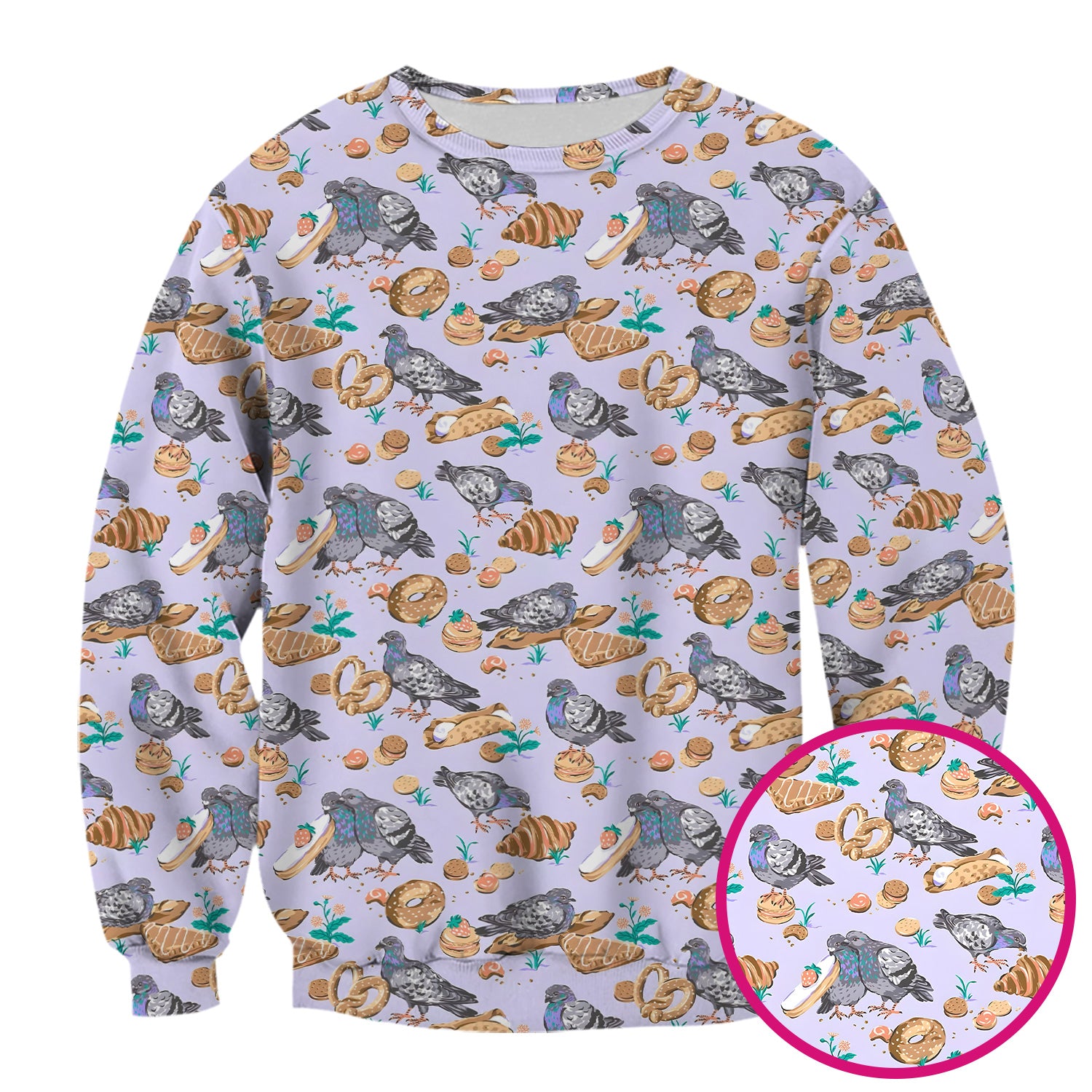 Funny Pigeon Bread Snack Nurse Pattern Scrub Top, Comfortable Scrubs for Nurses