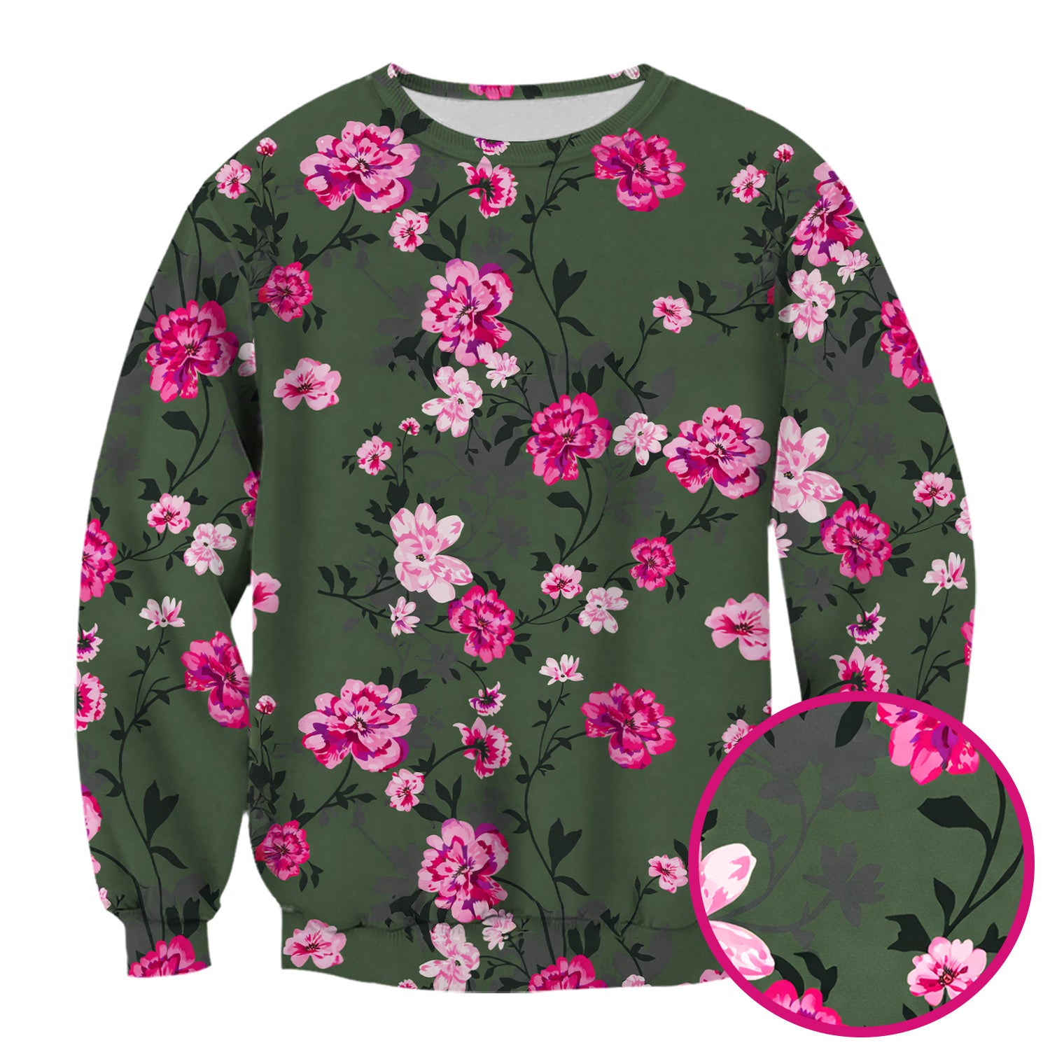 Pink Floral Blossom Pattern Scrub Top, Comfortable Scrubs for Nurses