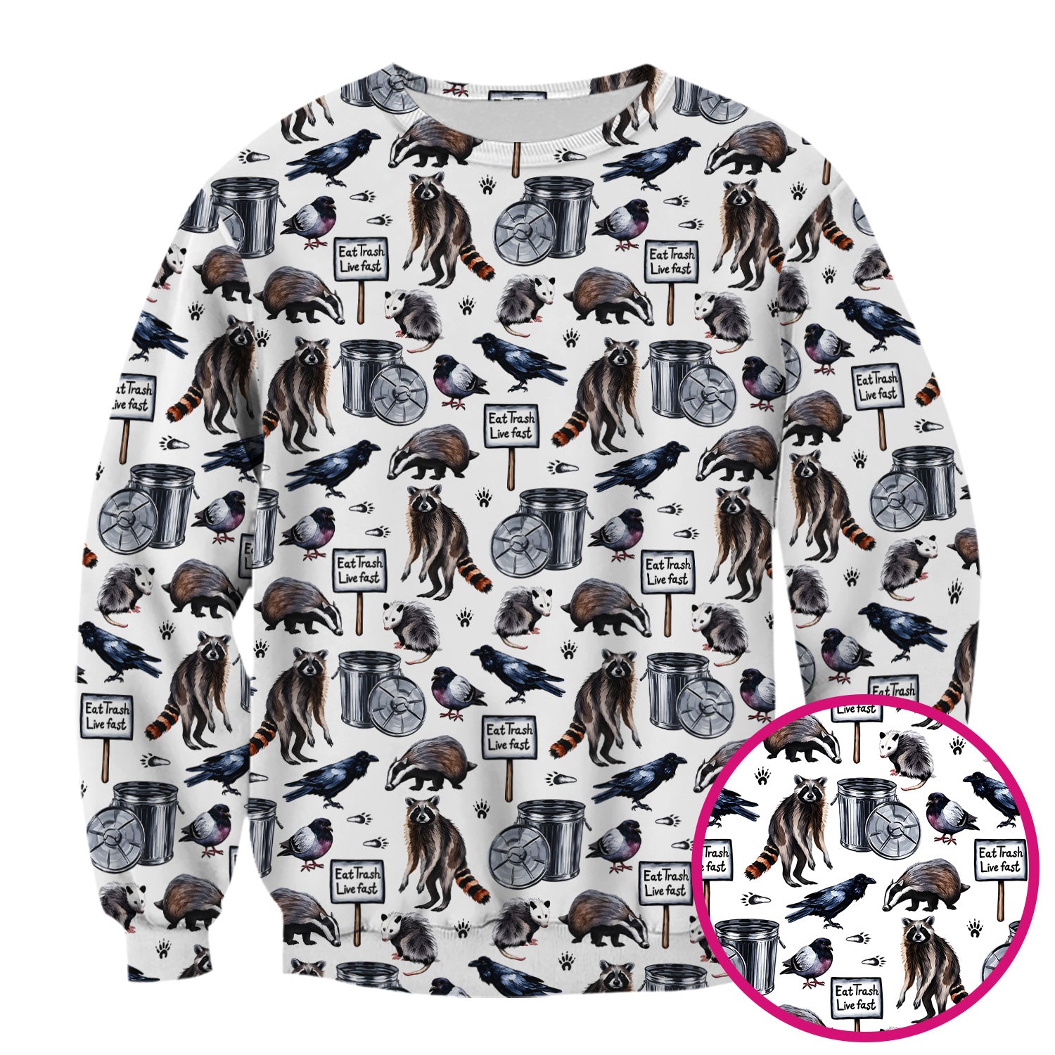 Raccoon And Opossum Eat Trash Live Fast Scrub Top, Breathable Fabrics Nursing Uniform