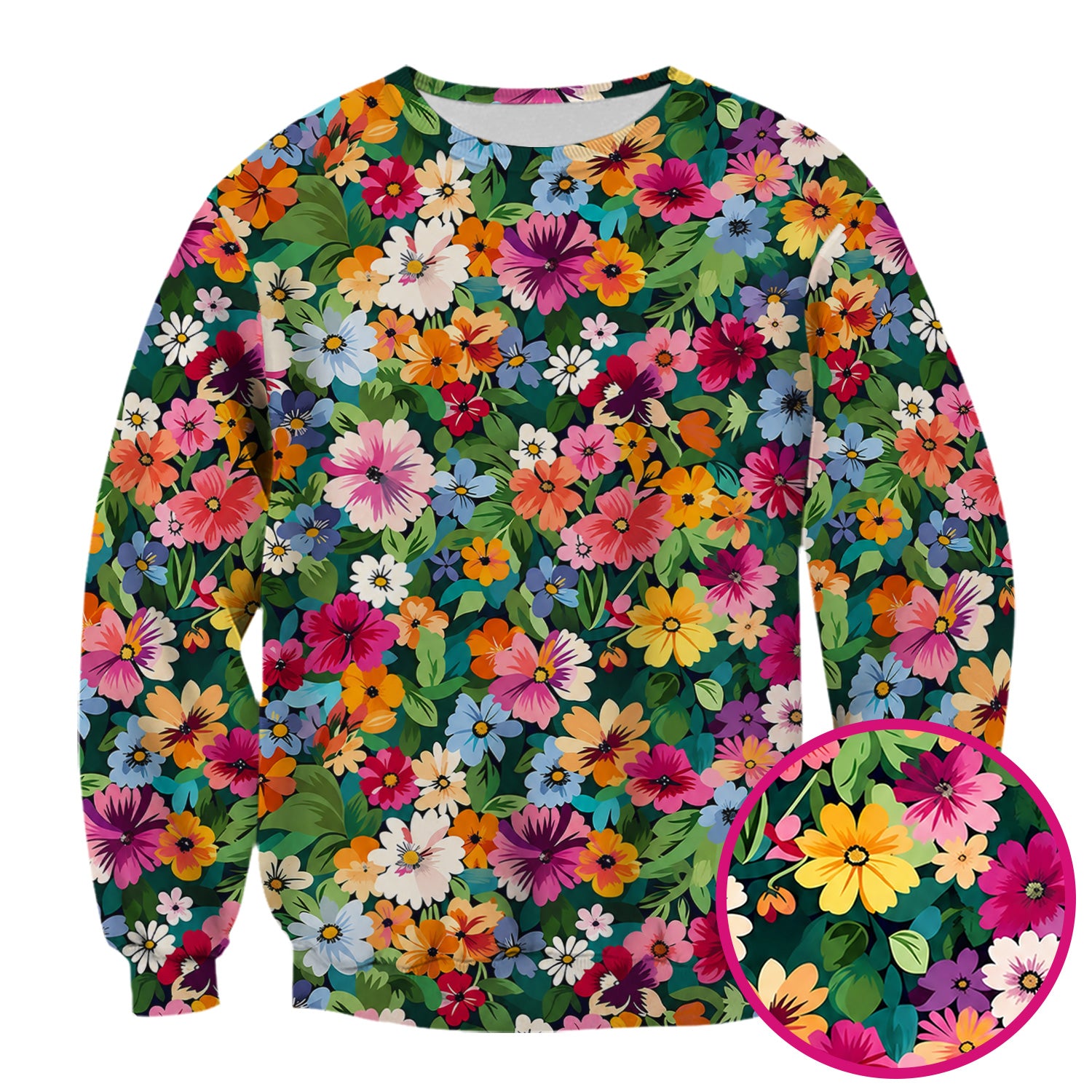 Colorful Wildflower Garden Pattern Scrub Top, Comfortable Scrubs for Nurses