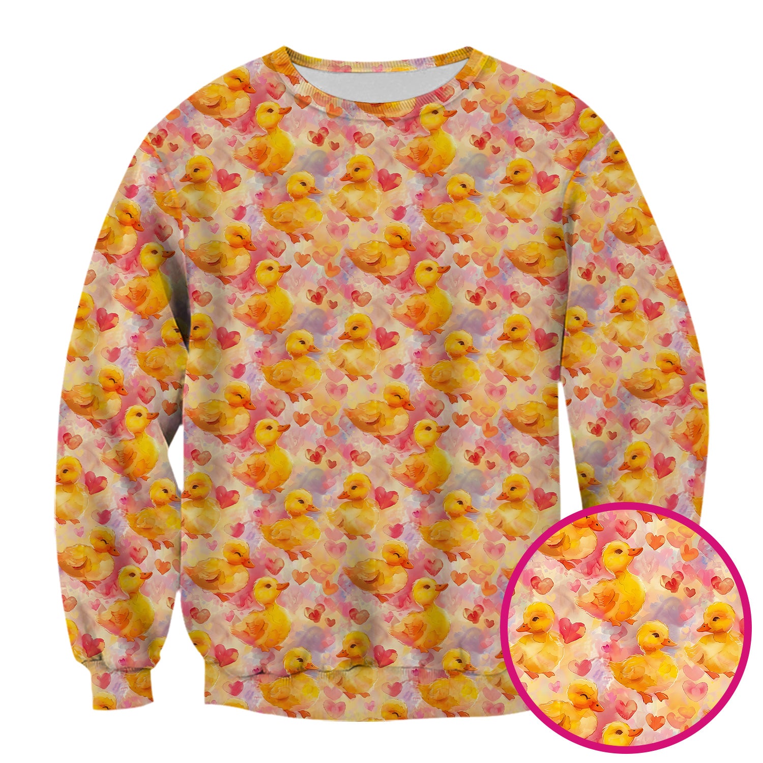 Cute Duck Heart Watercolor Pattern Scrub Top, Comfortable Scrubs for Nurses