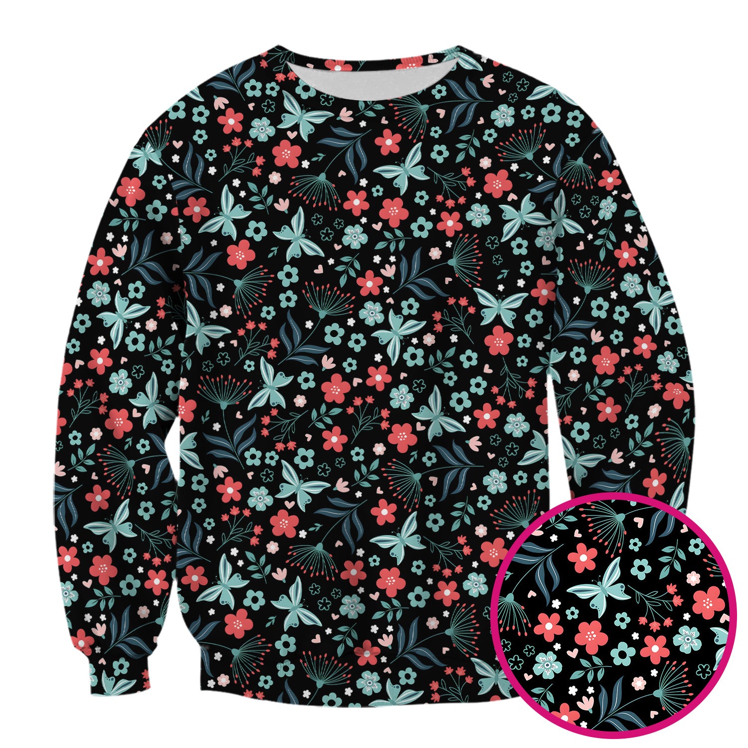 Cute Floral Butterfly Garden Print Scrub Top, Comfortable Scrubs for Nurses