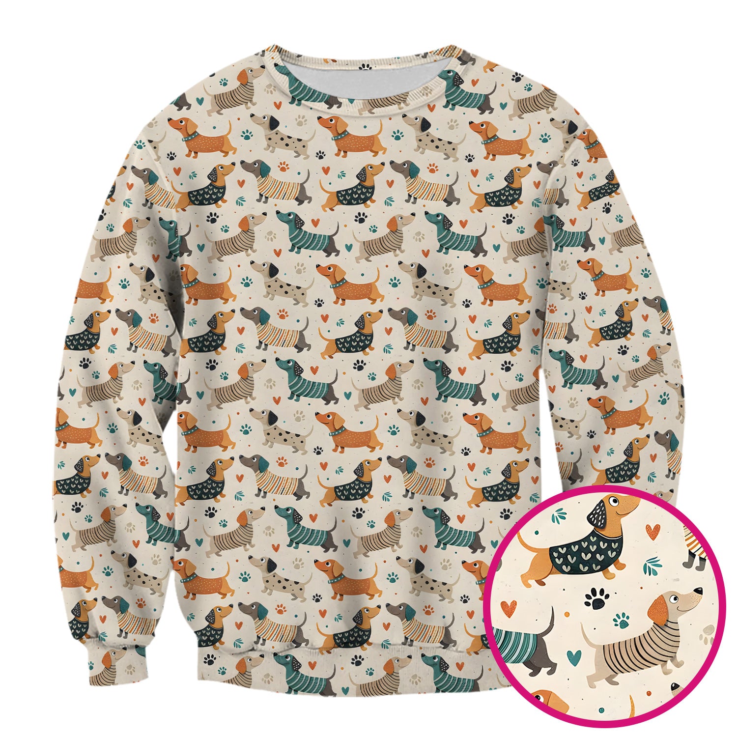 Fun Dachshund Dog Paw Heart Pattern Scrub Top, Comfortable Scrubs for Nurses
