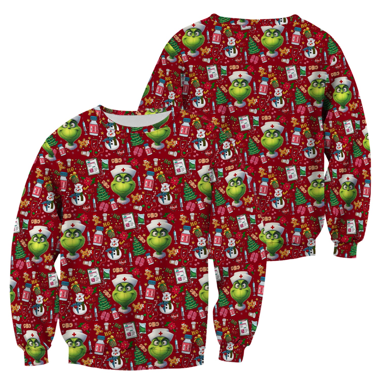 Funny Christmas Scrub Top for Nurses - Grinch Nurse Shirt Holiday Medical Gift - RN LPN CNA Gift