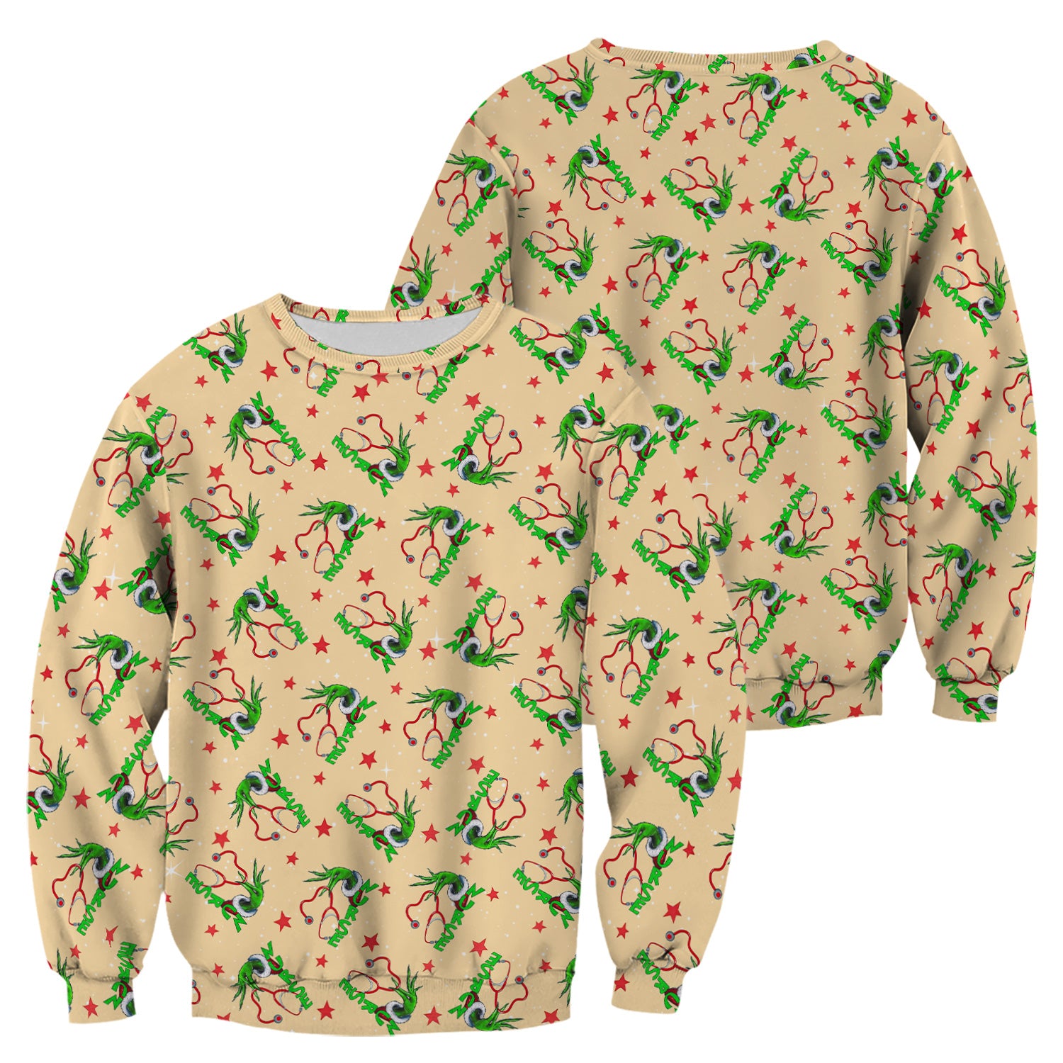 Custom Nurse Grinch Scrub Top - Funny Christmas Top for Women - Gift for RN LPN CNA Nursing