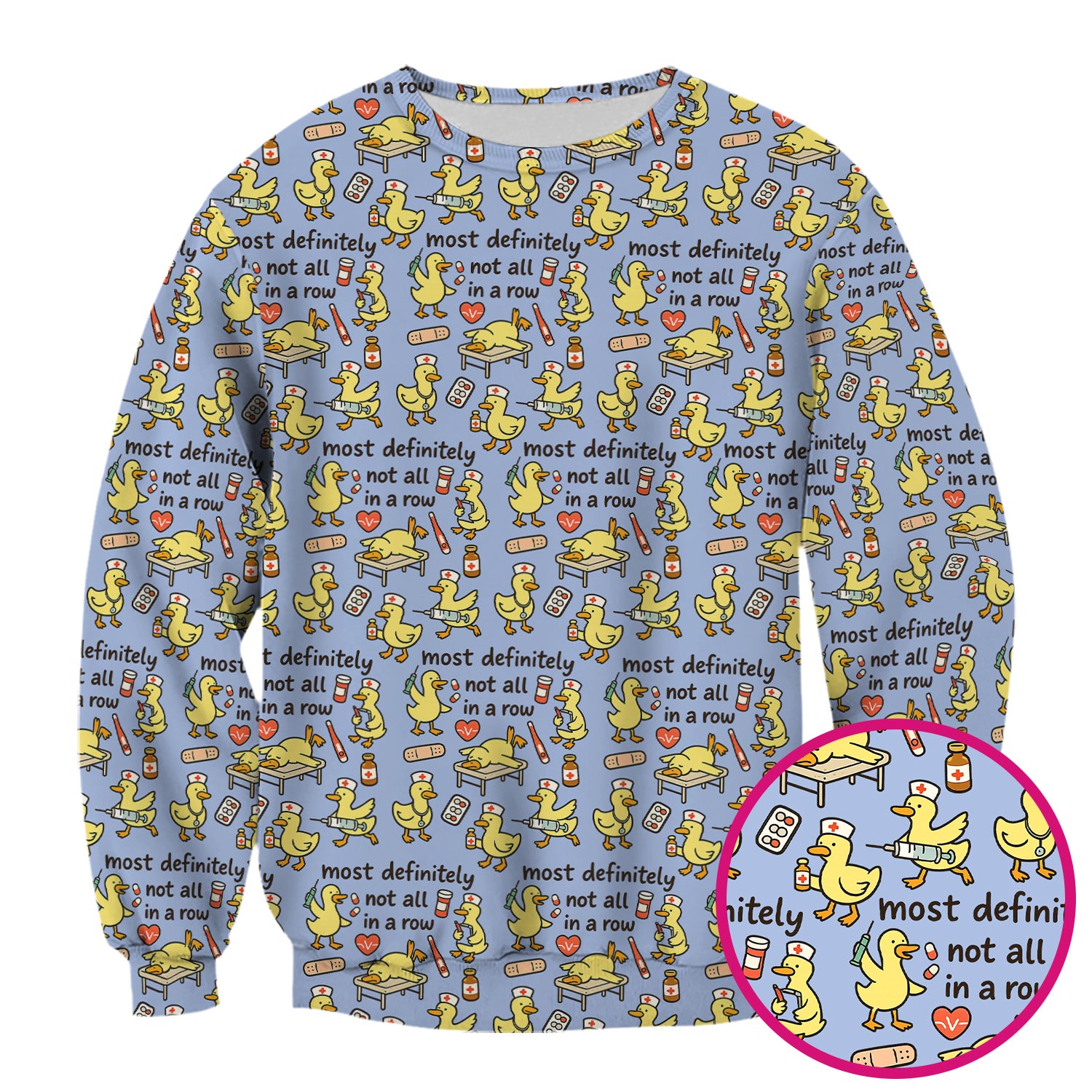 Funny Nurse Duck Medical Humor Pattern Scrub Top, Comfortable Scrubs for Nurses