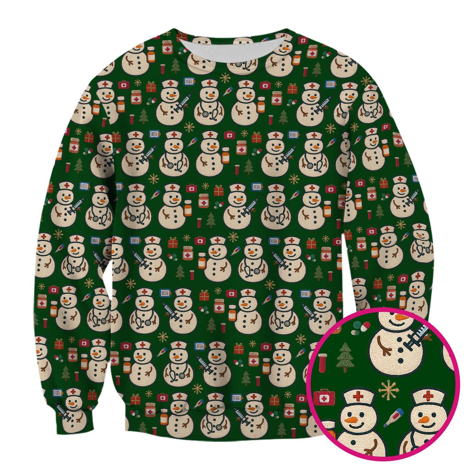 Snowman Nurse Christmas Scrub Top – Festive Medical Pattern Shirt – Cute Holiday Uniform For Nursing