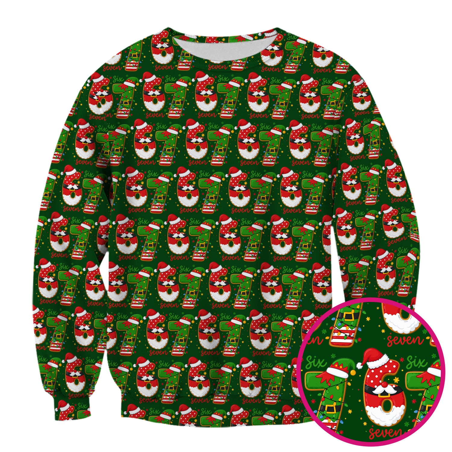 Christmas 67 Pattern Scrub Top, Festive Holiday Medical Uniform Shirt For Nursing