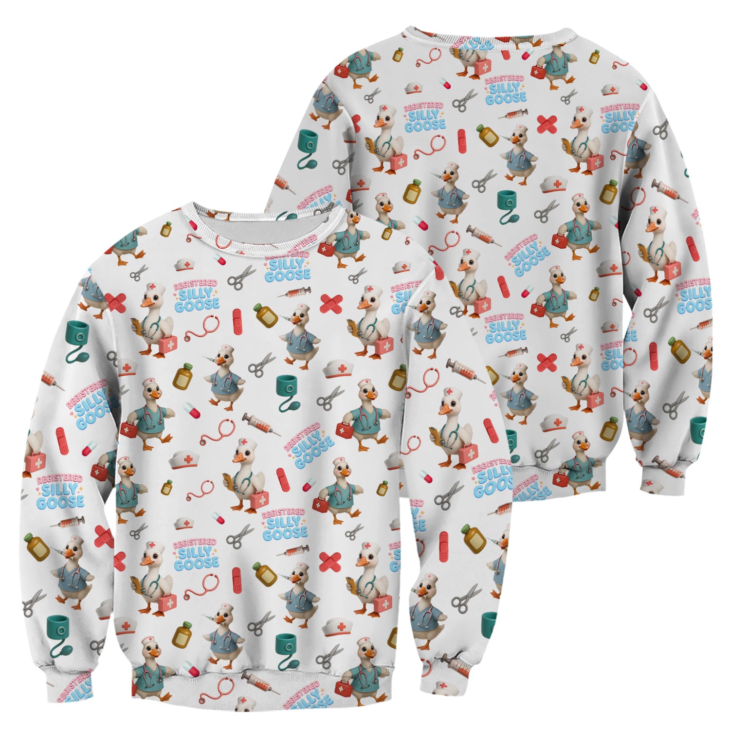 Funny Goose Nurse Scrubs for Women - Registered Silly Goose Top - Cute Medical Uniform for RN CNA LPN