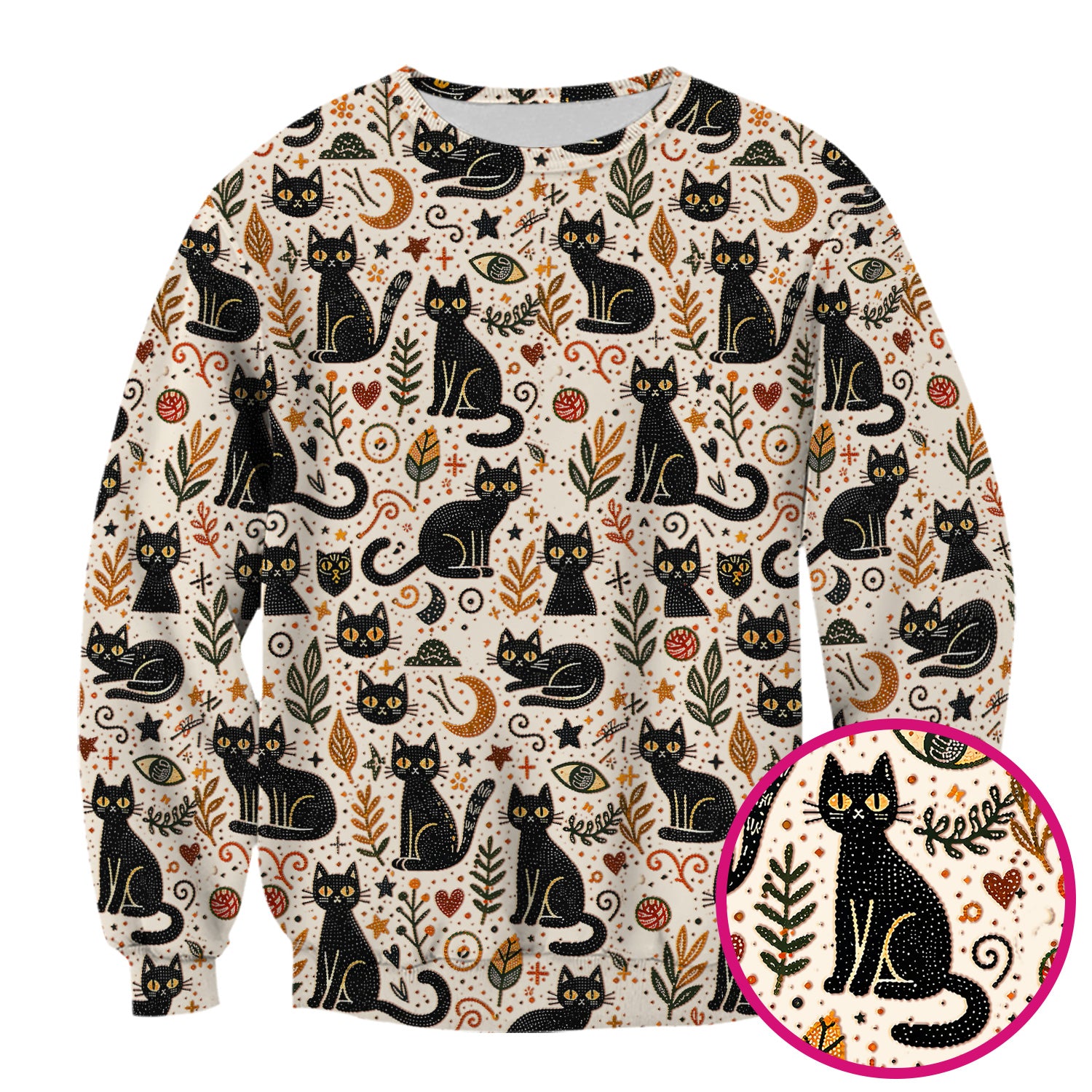 Mystic Black Cat Celestial Doodle Pattern Scrub Top, Comfortable Scrubs for Nurses