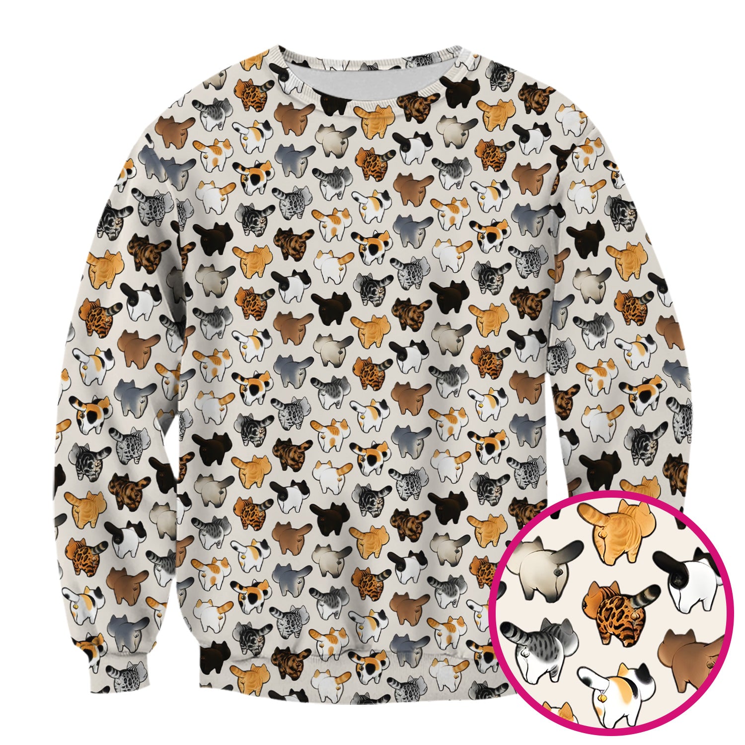 Cat Butt Pattern Medical Scrub Top, Breathable Fabrics Nursing Uniform