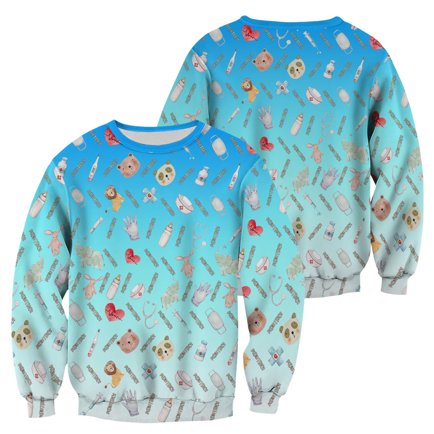 Adorable Pediatric Medical Scrub - Medical Uniform Top with Animal & Heart Icons - Gift for RN, CNA, LPN, Healthcare Worker