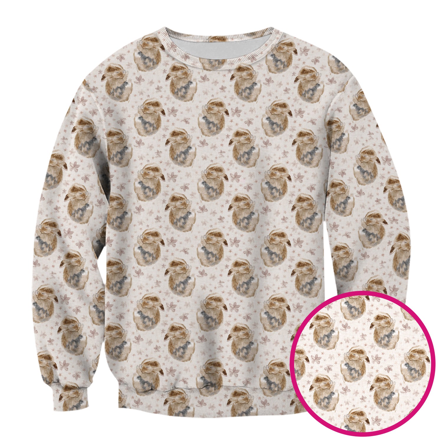 Cute Sleeping Bunny Floral Meadow Pattern Nurse Scrub Top, Comfortable Scrubs for Nurses
