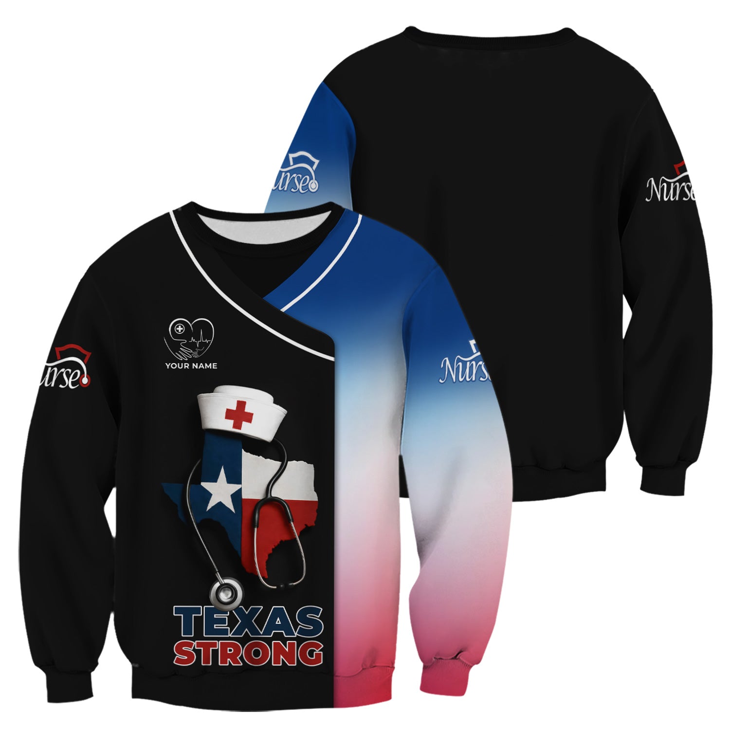 Personalized Texas Strong Scrubs - Stethoscope & Texas Flag Design - Ideal for RN, CNA, LPN, Healthcare Workers