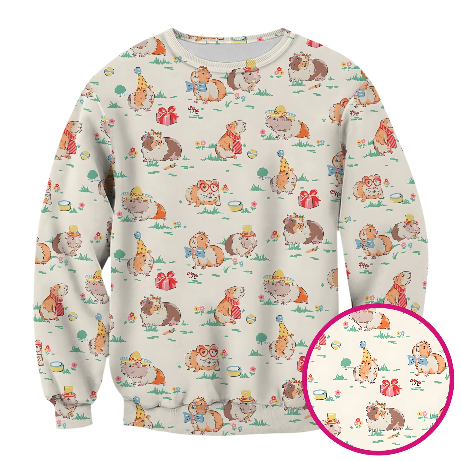Cute Guinea Pig Party Nurse Pattern Scrub Top, Comfortable Scrubs for Nurses