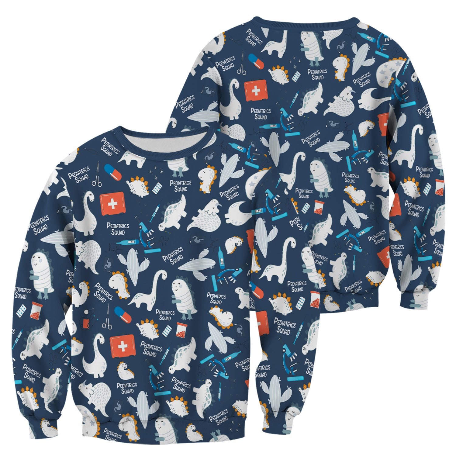 Personalized Pediatric Nurse Scrubs for Women - Cute Dino Print Medical Shirt - Gift for RN, CNA, LPN, Medical Staff