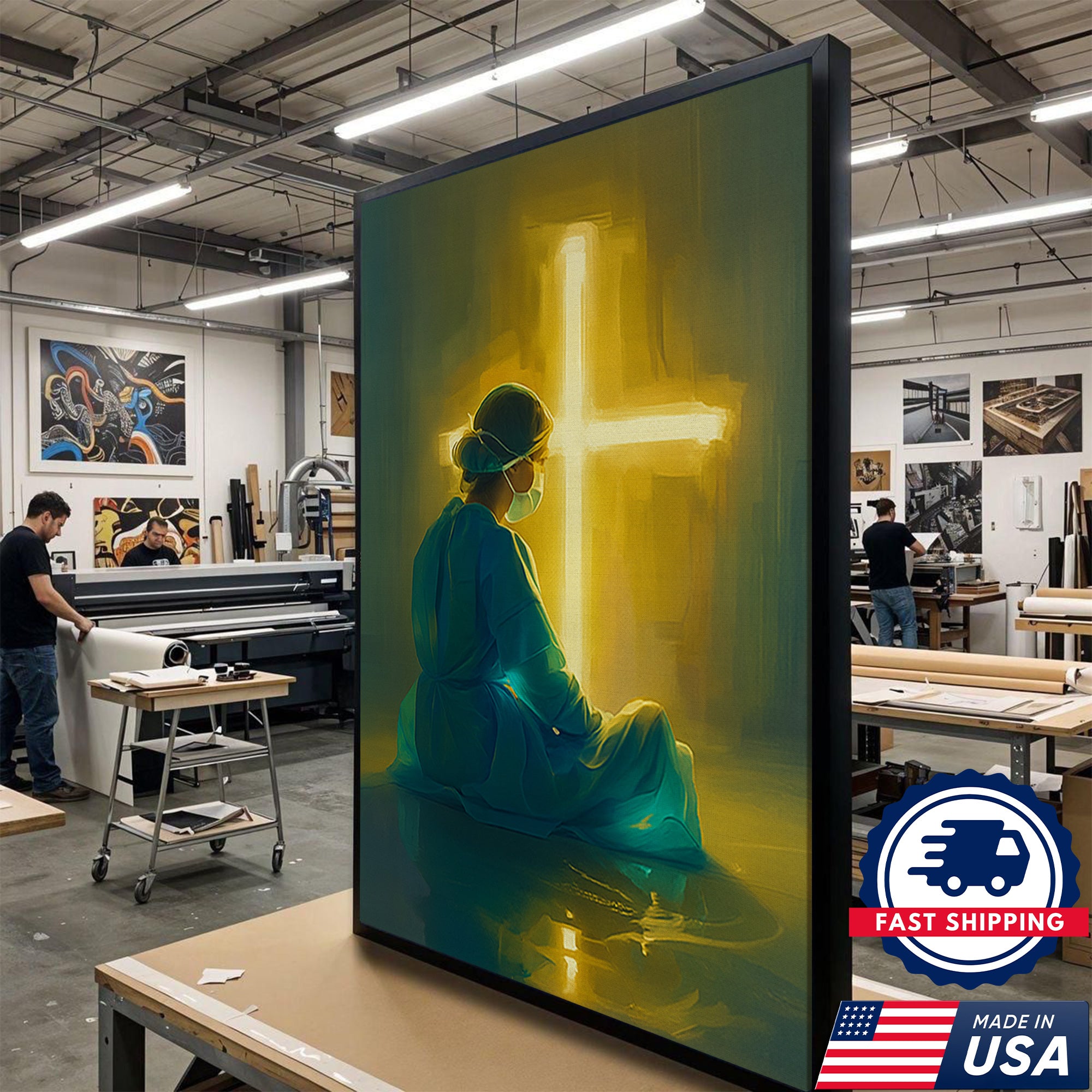 Nurse Christian Canvas Art, Religious Nurse Gift, Spiritual Gift for RN LPN CNA Healthcare Workers