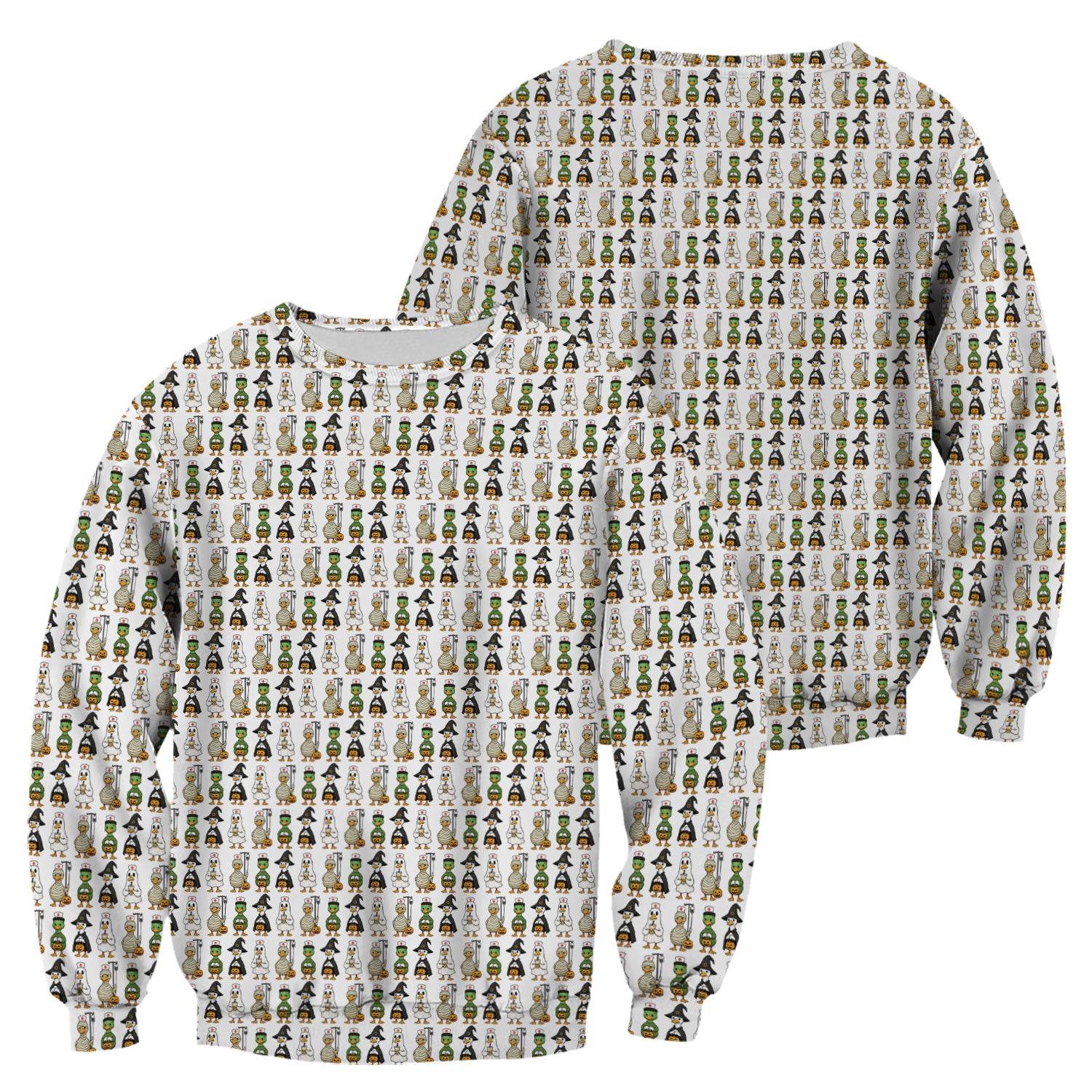 Funny Nurse Halloween T-Shirt - Cute Duck in Halloween Costumes Pattern Design - Gift for Women RN LPN & Healthcare Workers
