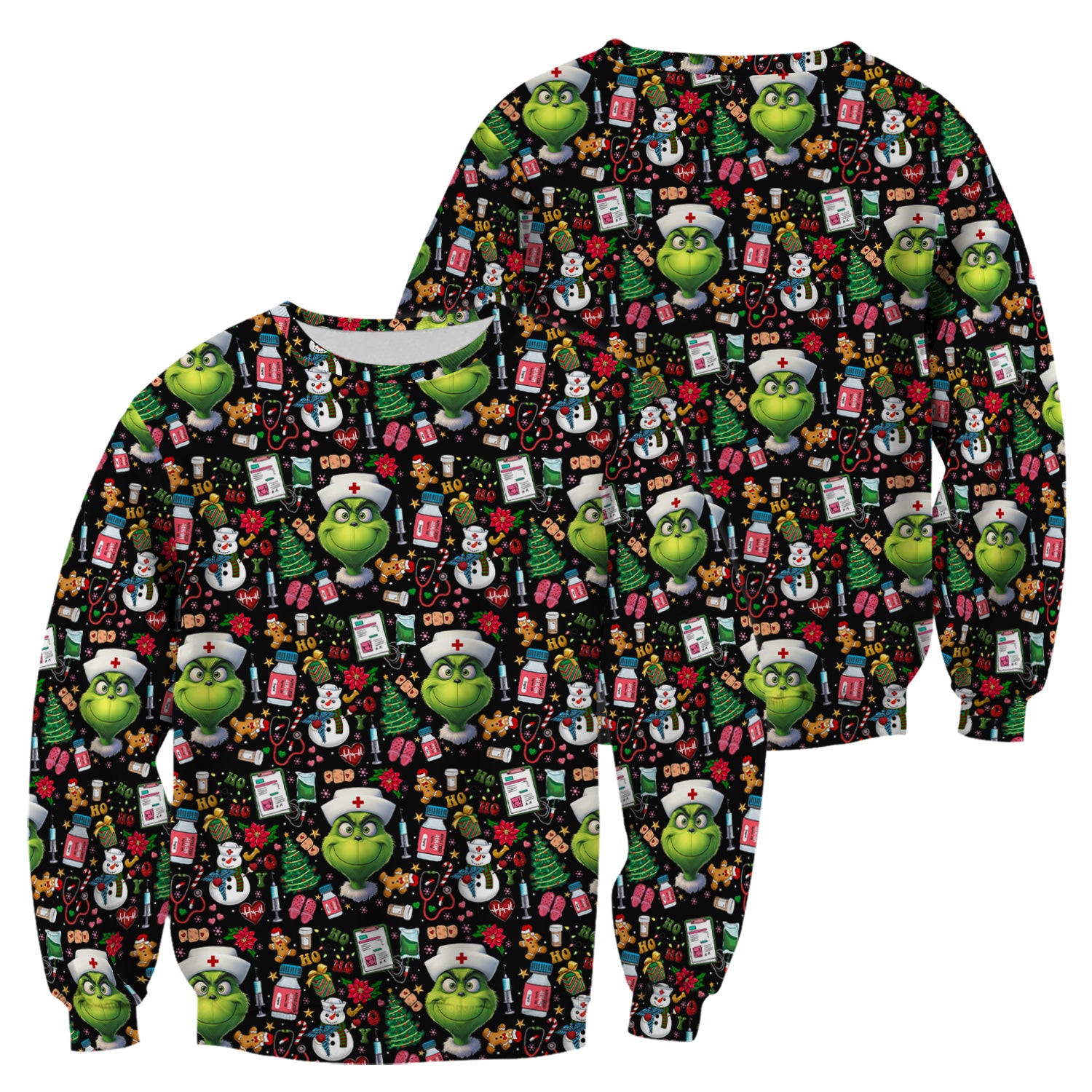 Funny Christmas Scrub Top for Nurses - Grinch Nurse Shirt Holiday Medical Gift - RN LPN CNA Gift