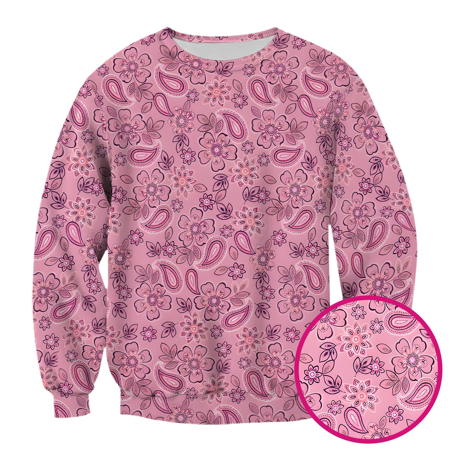Pink Paisley Floral Nurse Pattern Scrub Top, Comfortable Scrubs for Nurses