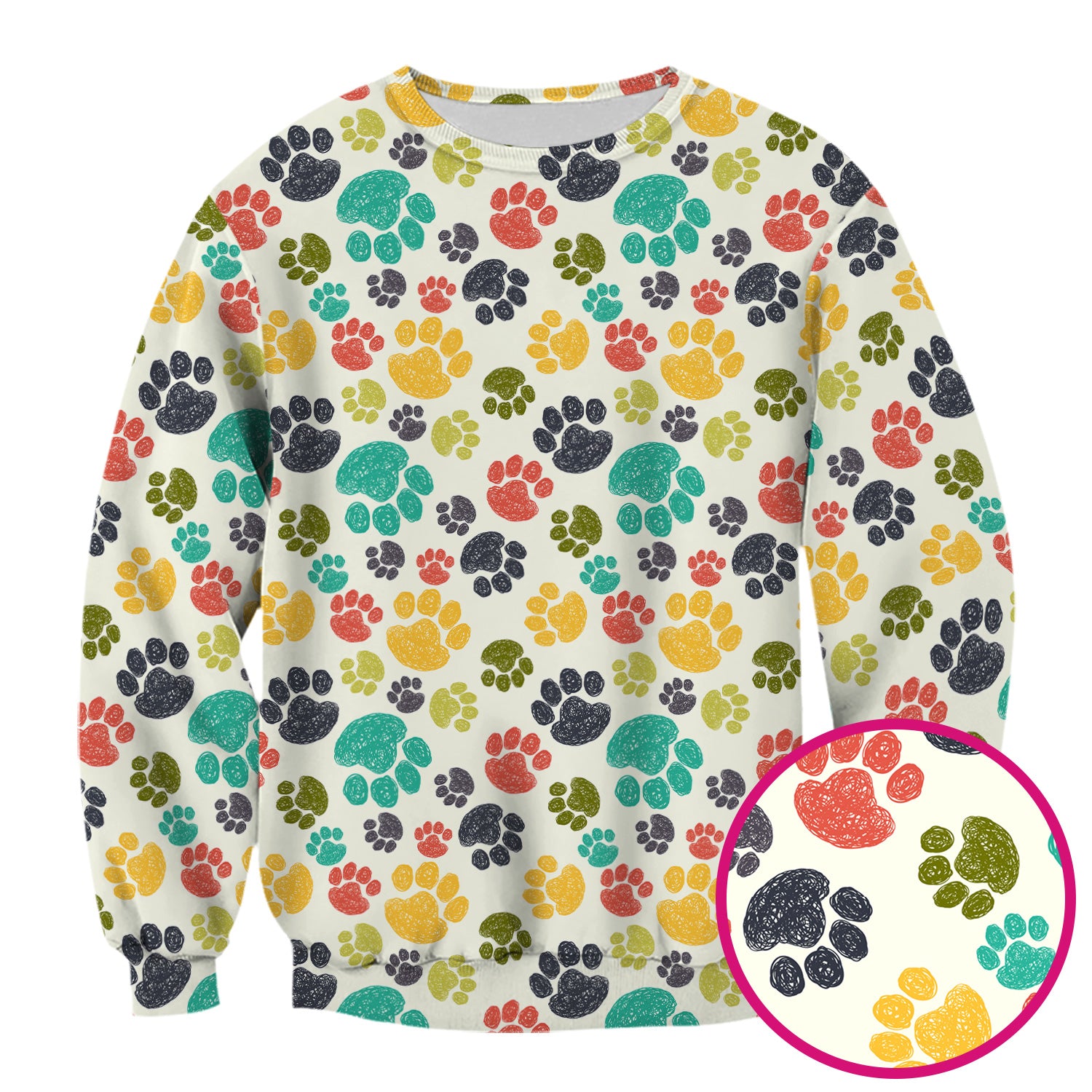 Colorful Paw Print Animal Pattern Scrub Top, Comfortable Scrubs for Nurses