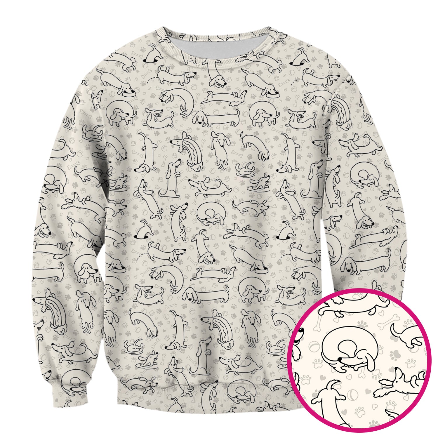 Playful Dachshund Dog Line Art Print Scrub Top, Comfortable Scrubs for Nurses