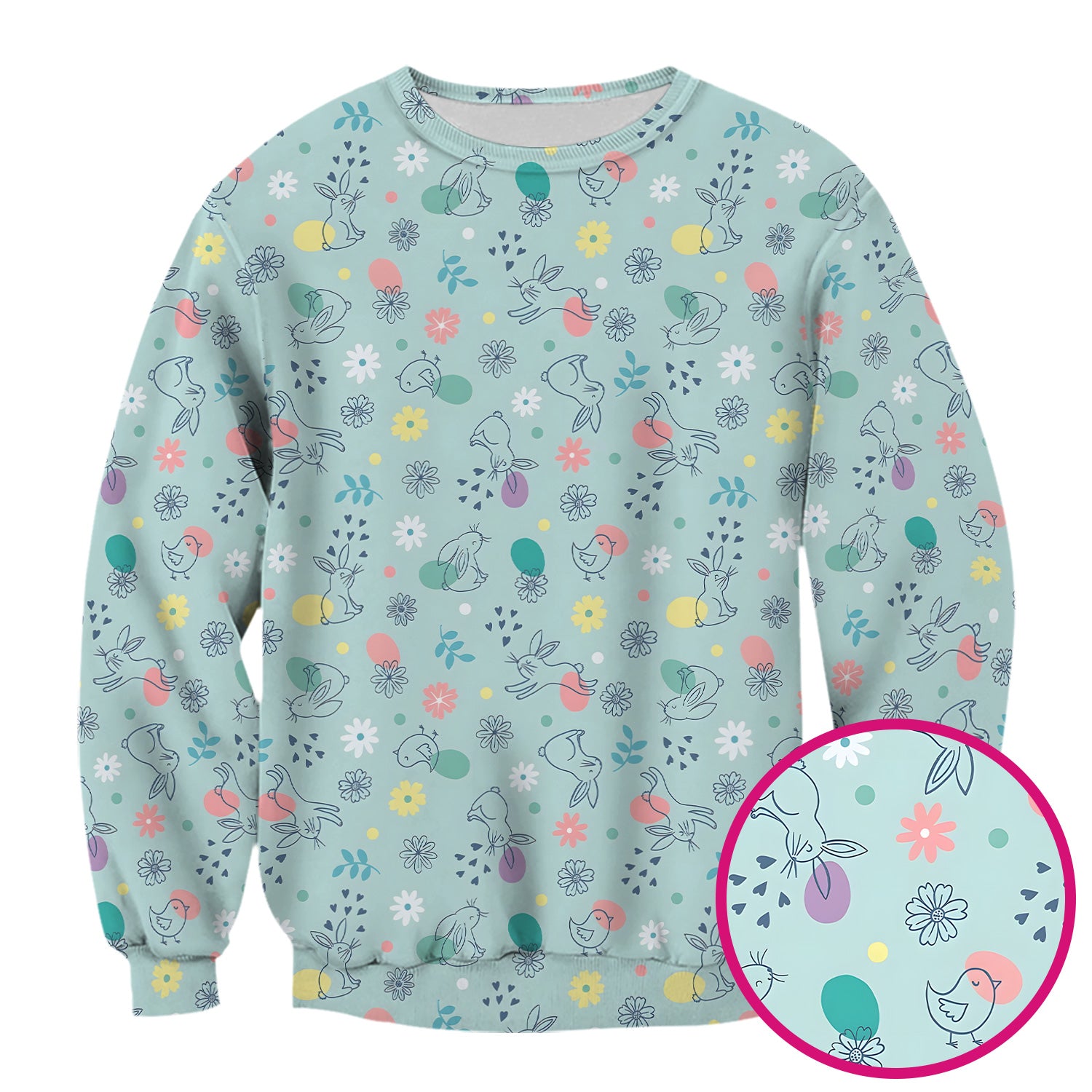 Whimsical Easter Bunny Eggs Pattern Scrub Top, Comfortable Scrubs for Nurses