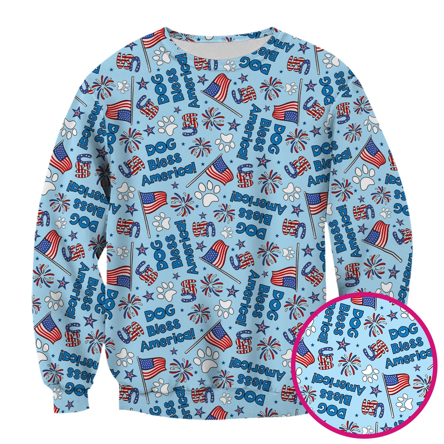 Funny Patriotic Dog Bless America Flag Pattern Scrub Top, Comfortable Scrubs for Nurses