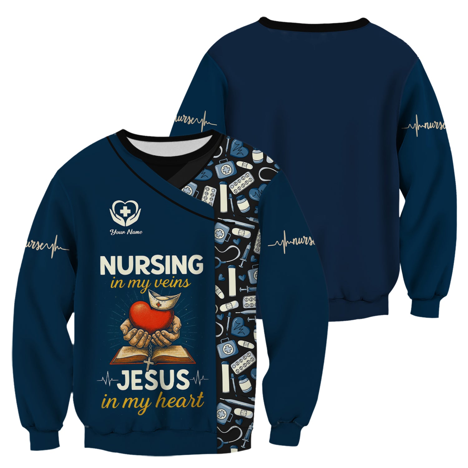 Personalized Nursing Shirt for Nurses - Christian Nurse Graphic Tee with Jesus Quote - Gift for RN LPN CNA