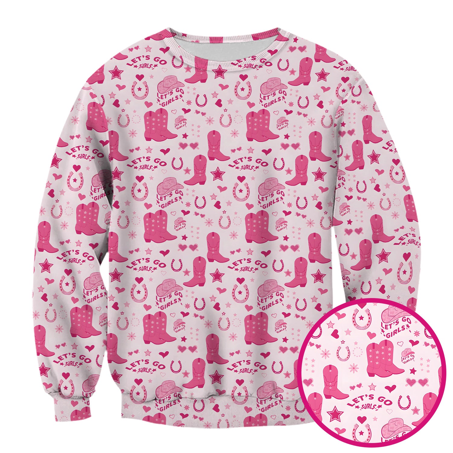 Pink Cowgirl Boots Print Scrub Top, Comfortable Scrubs for Nurses